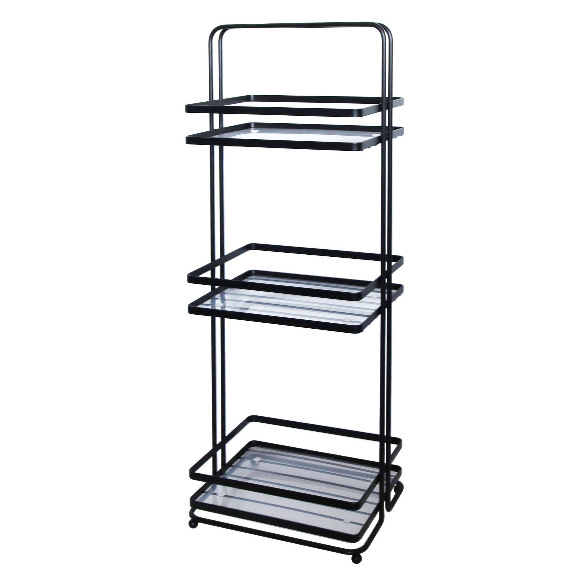 Estante de baño estantería auxiliar metal negro 23x65x18 cm