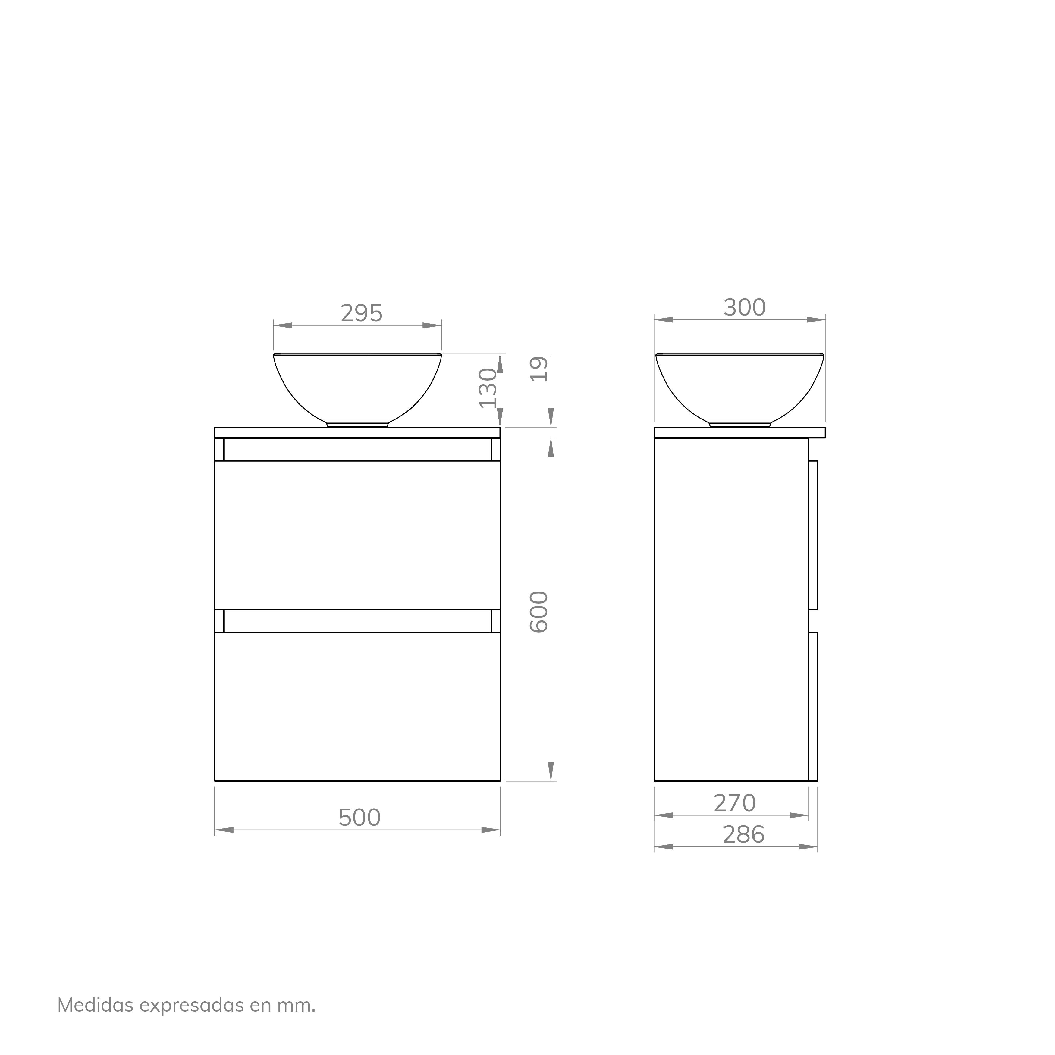Mueble de baño con lavabo  Doble Espacio azul oscuro mate 50x30 cm - 8