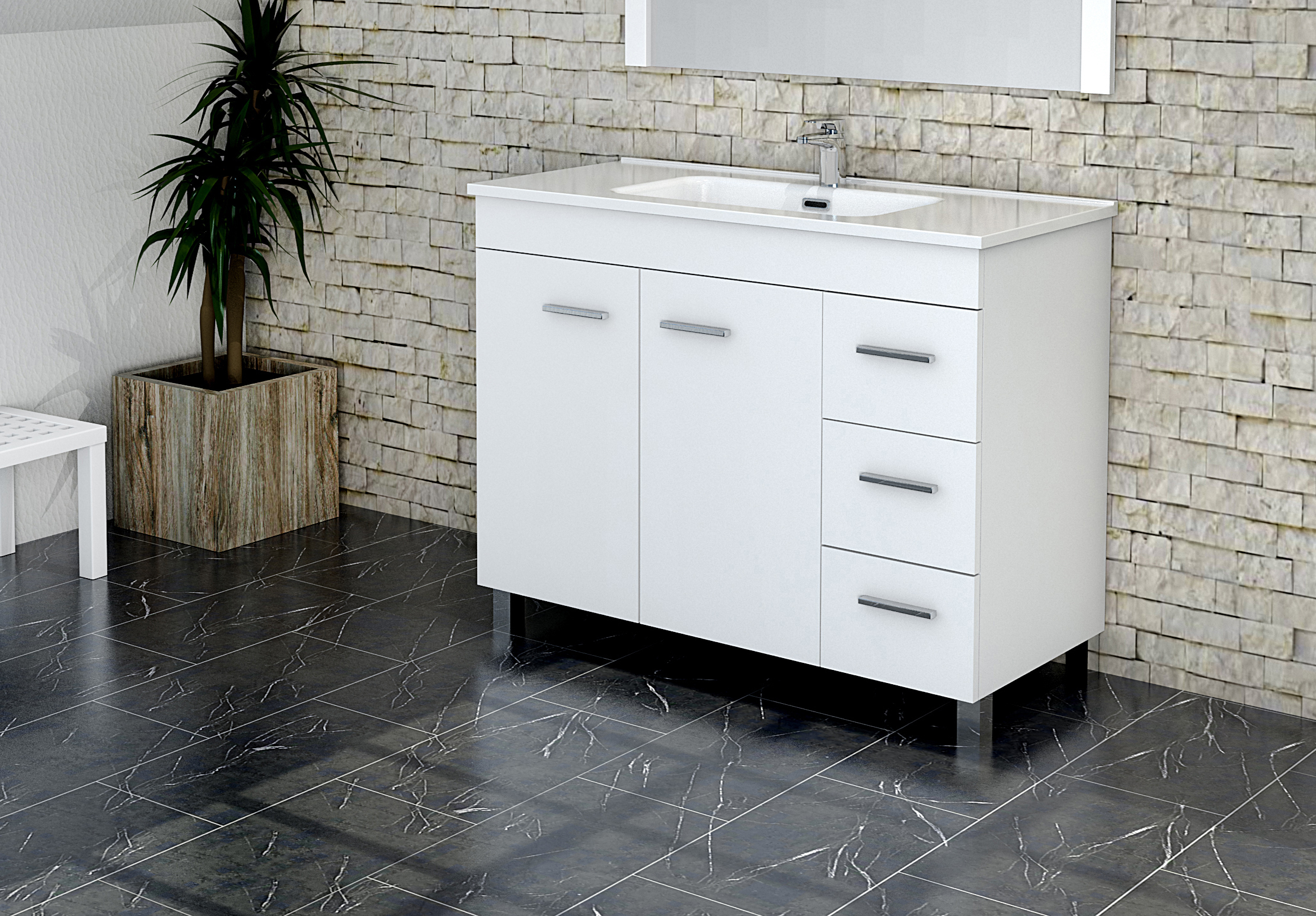 Mueble de baño Cream blanco 100x45 cm (lavabo no incluido) - 2