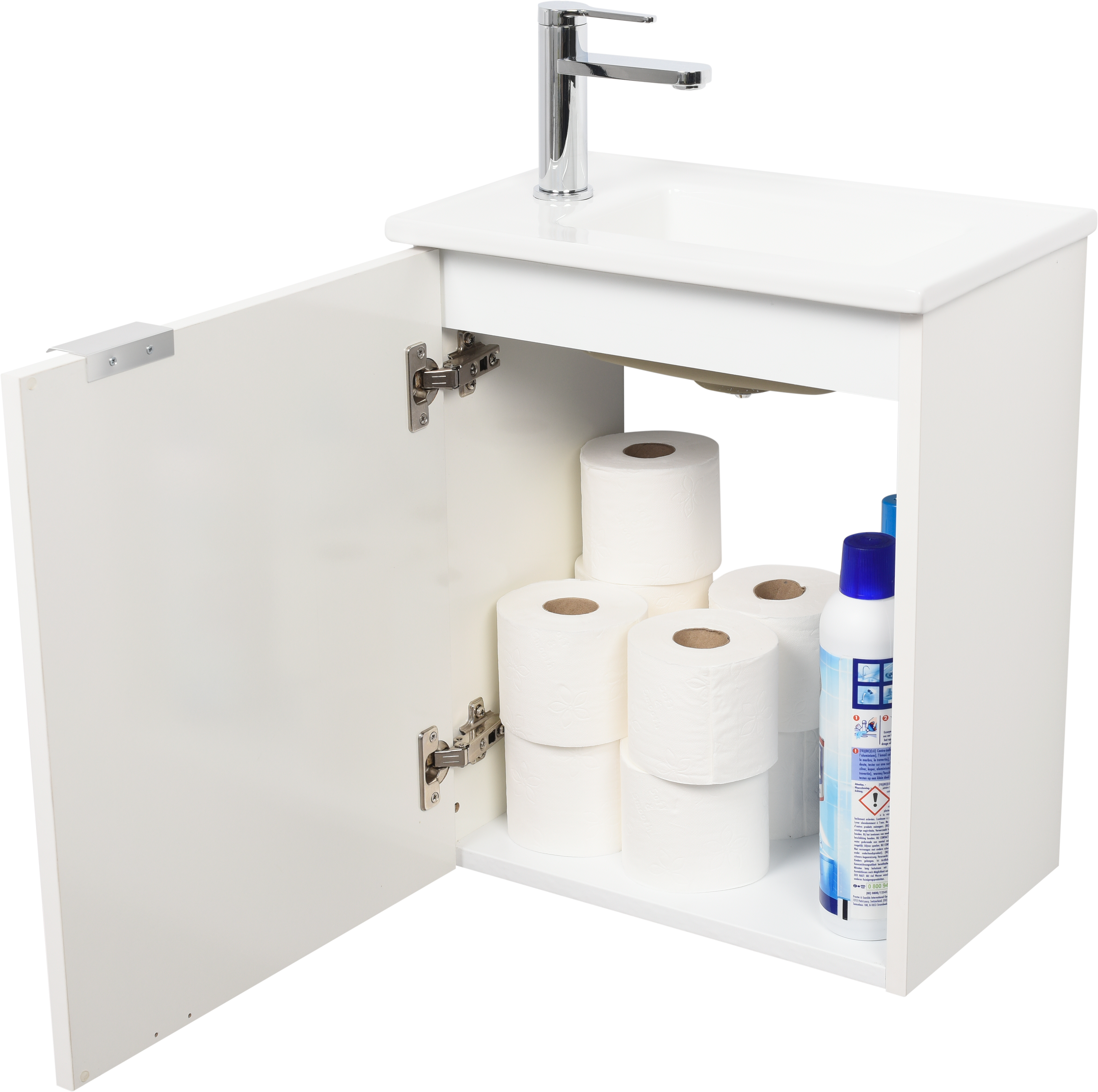 Móvel de casa de banho suspenso 1 porta 40x26x49 cm branco brilhante Sensea Essential - 16