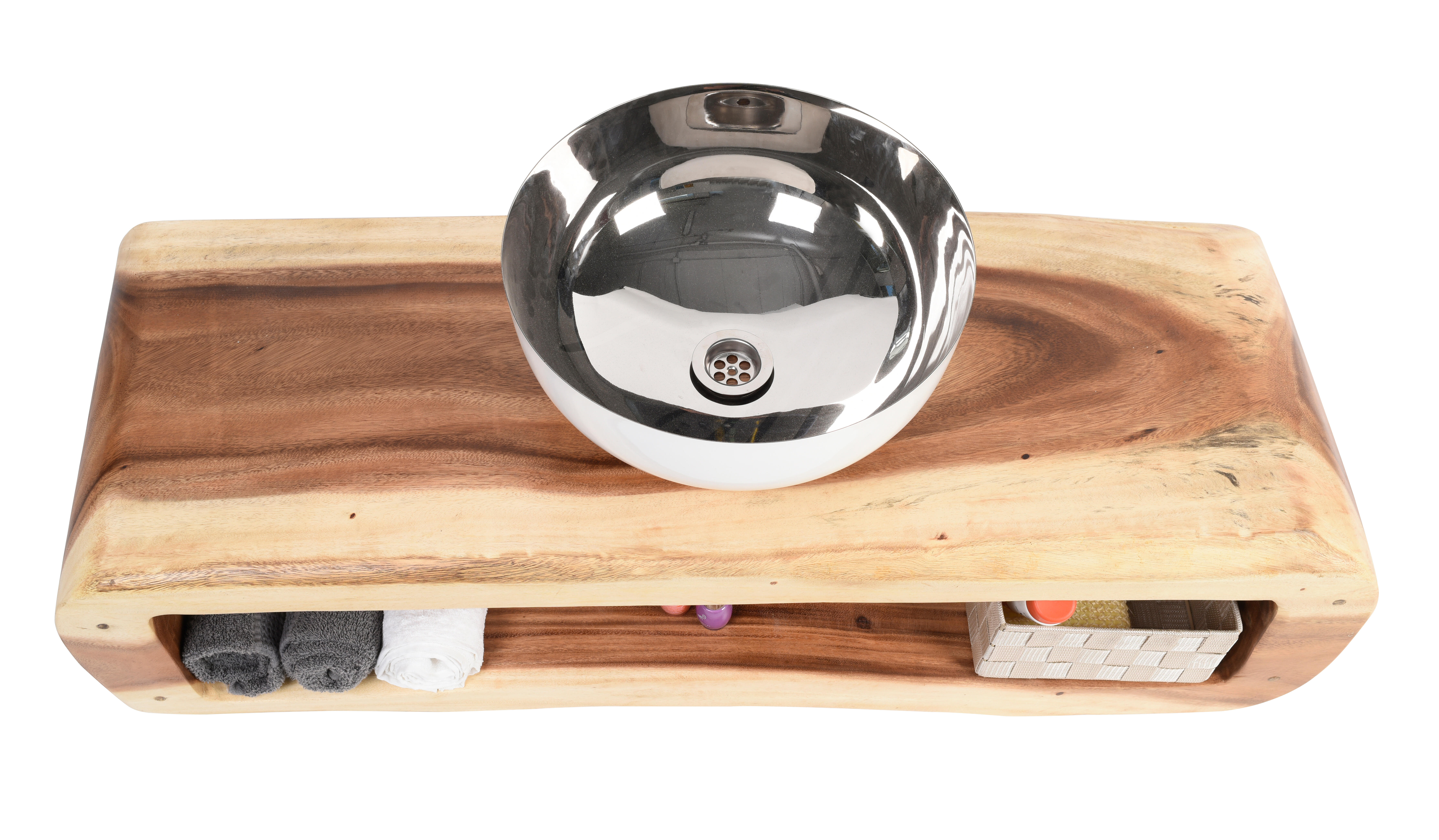 Móvel de casa de banho de 110x30x40cm Castanho - 5