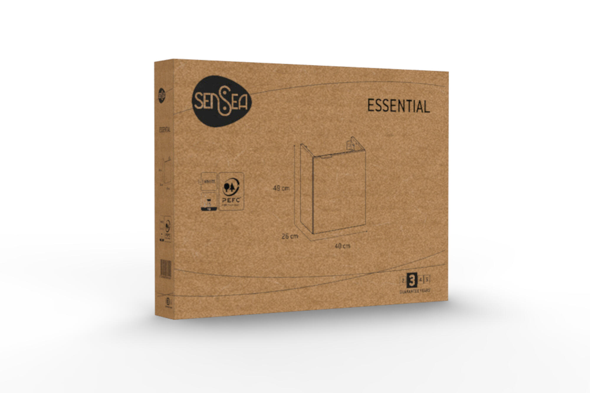 Móvel de casa de banho suspenso 1 porta 40x26x49 cm branco brilhante Sensea Essential - 9