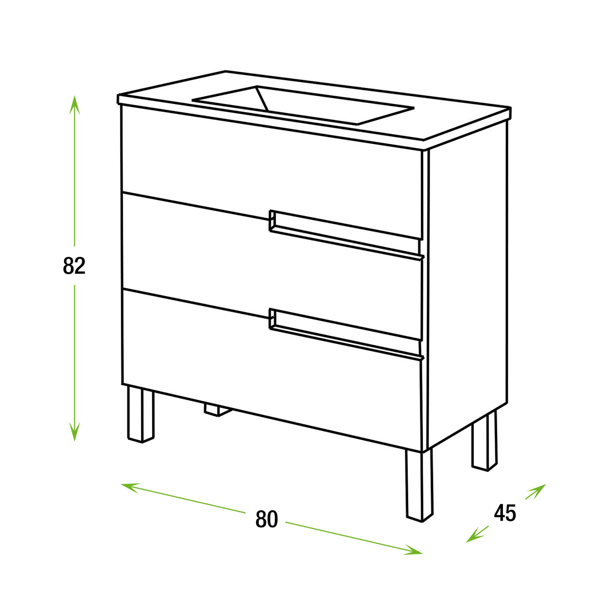 Mueble de baño Alda blanco 80x45 cm (lavabo no incluido) - 4