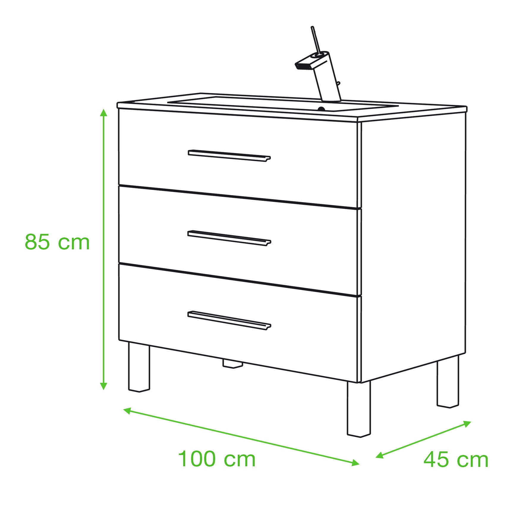 Mueble de baño Madrid blanco 100x45 cm (lavabo no incluido) - 8