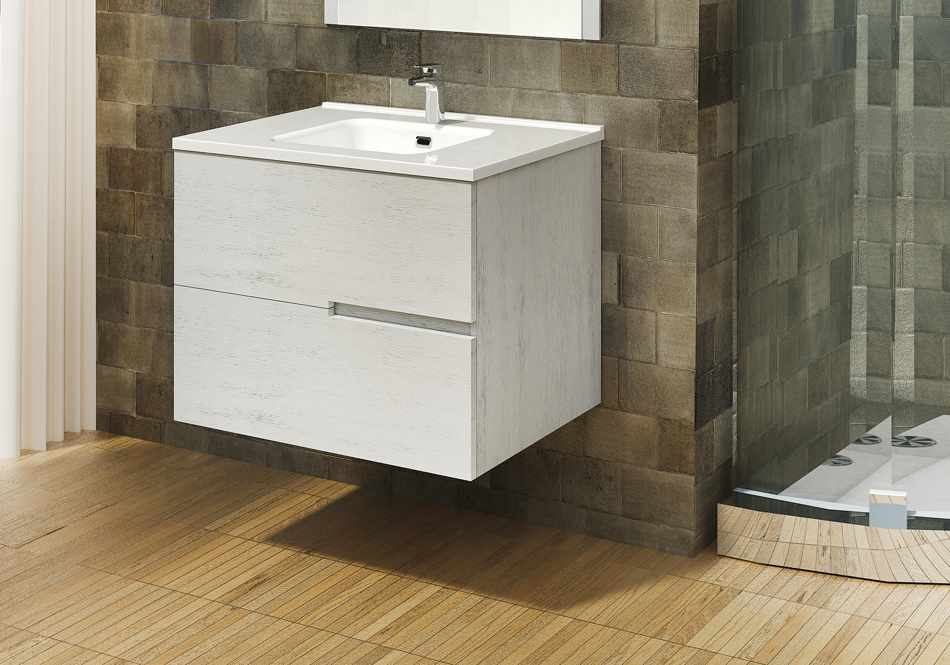 Mueble de baño con lavabo alda gris 70x45 cm