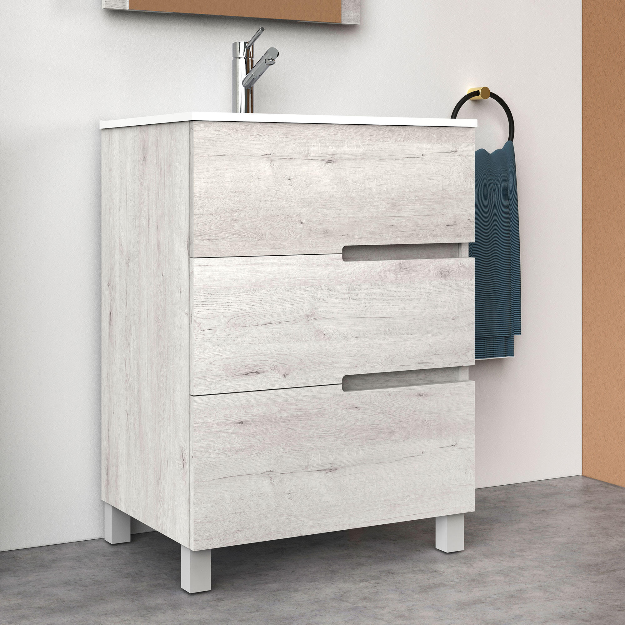 Mueble de baño con lavabo alda gris 70x45 cm