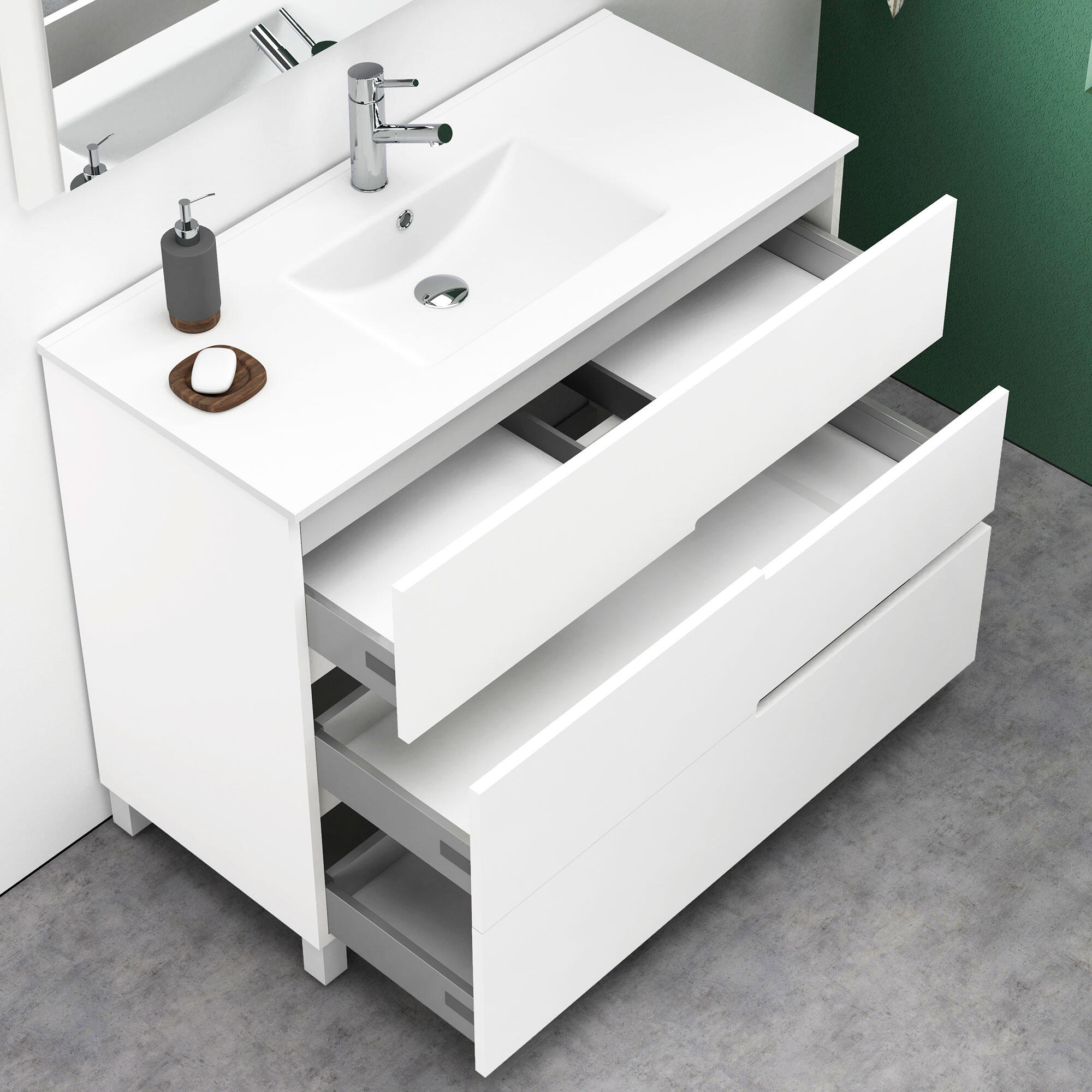 Mueble de baño con lavabo alda blanco 100x45 cm