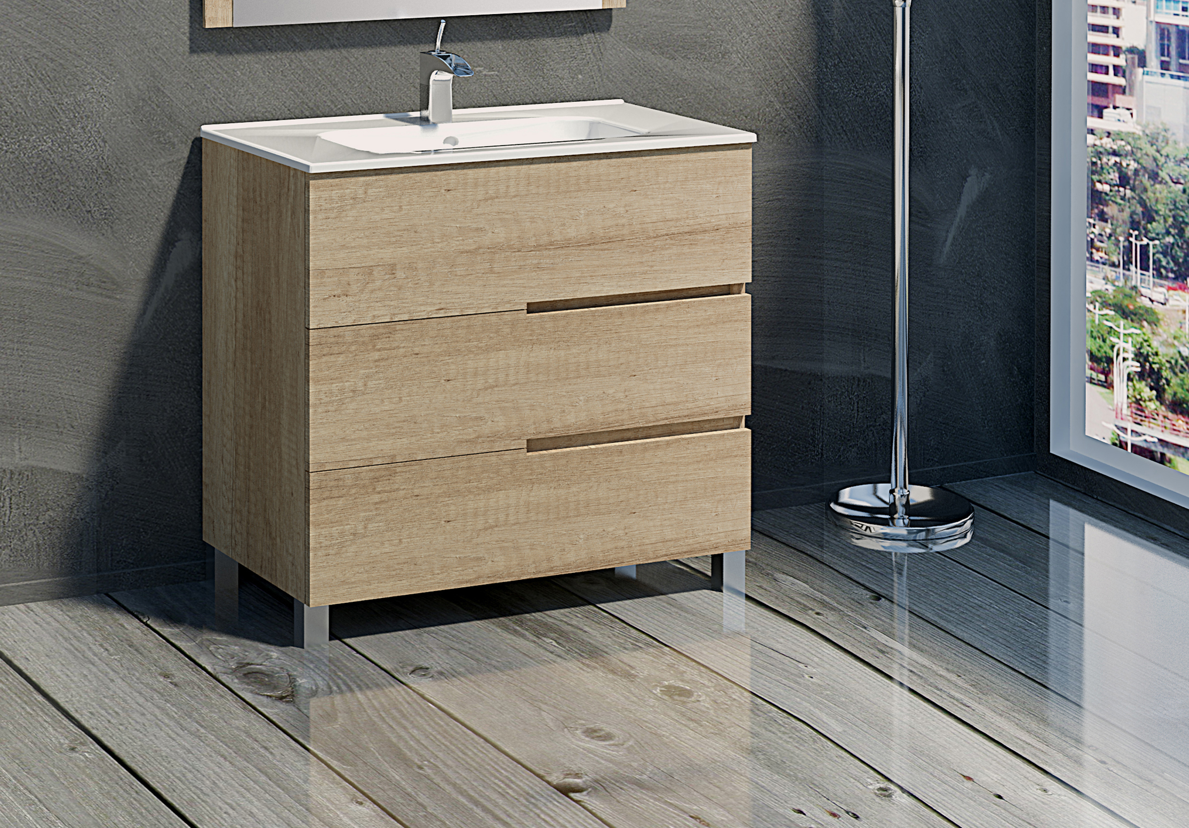 Mueble de baño con lavabo alda olmo 80x45 cm