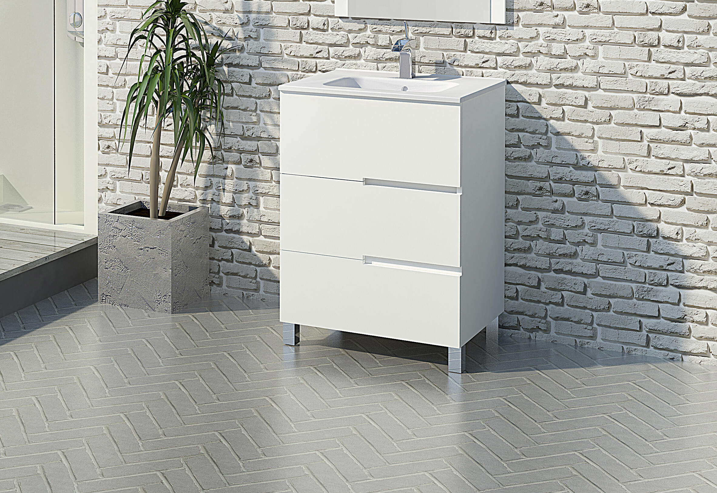 Mueble de baño con lavabo alda blanco 60x45 cm