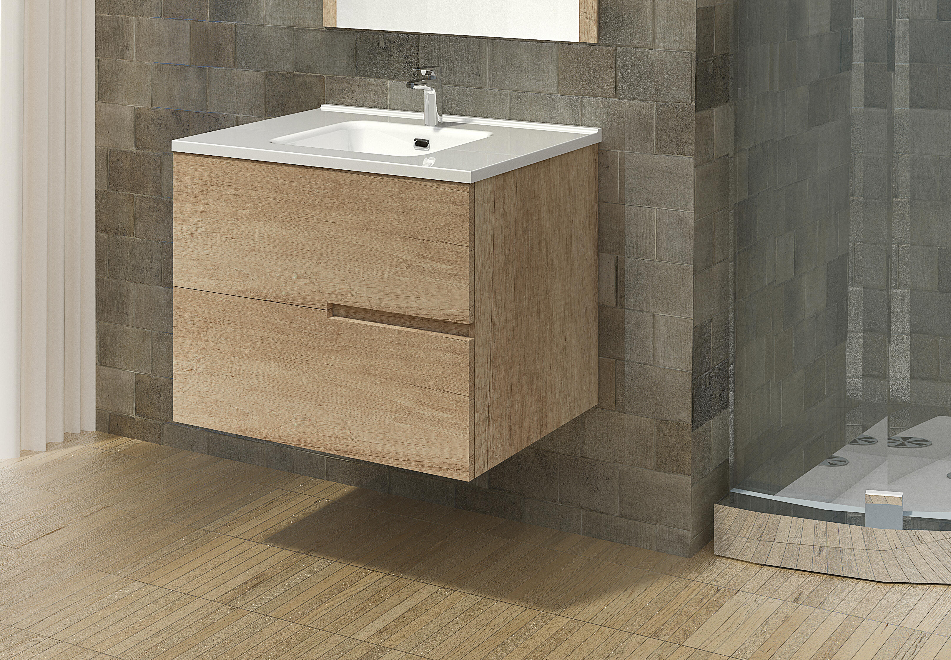 Mueble de baño con lavabo alda olmo 70x45 cm