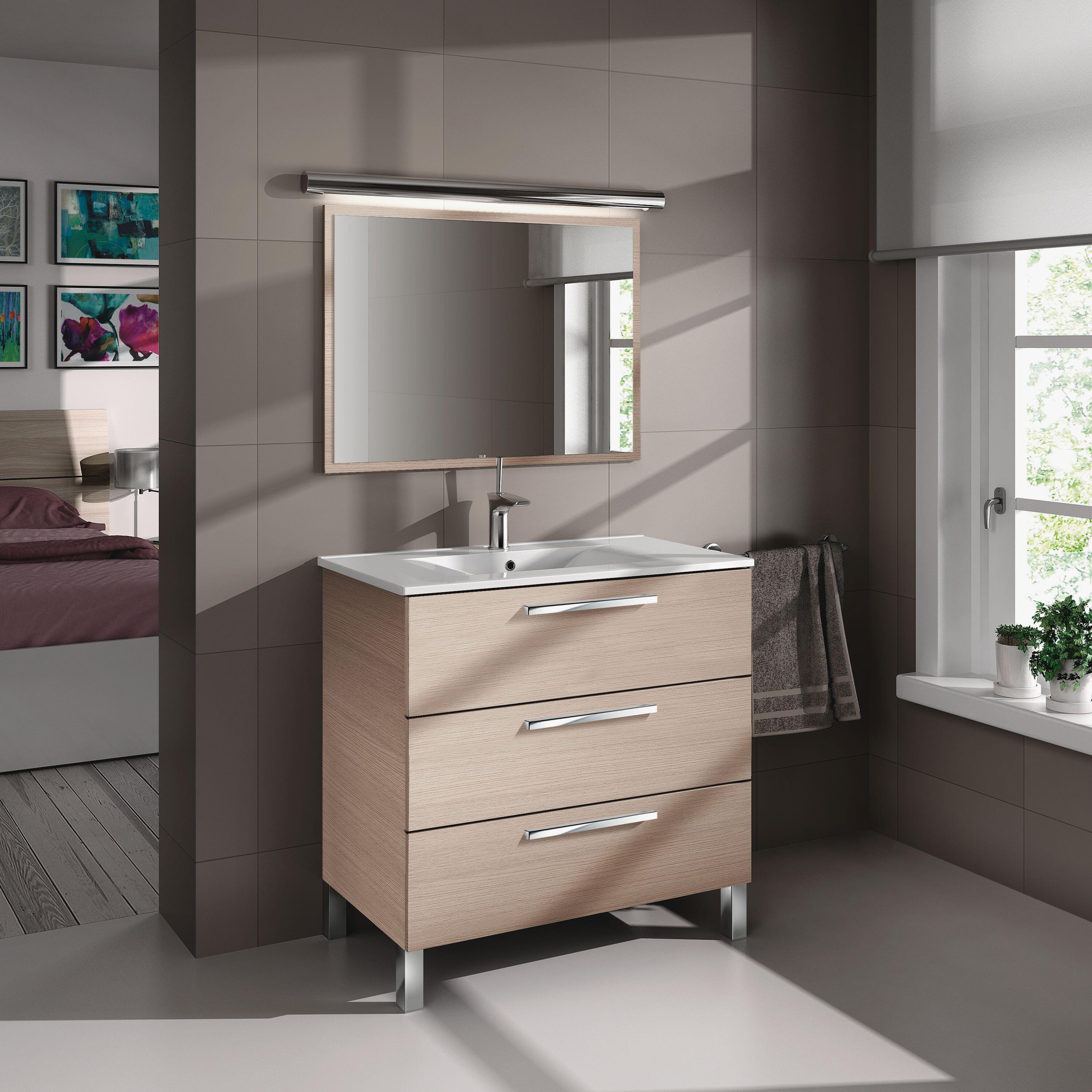 Mueble de baño con lavabo athena roble 80x45 cm