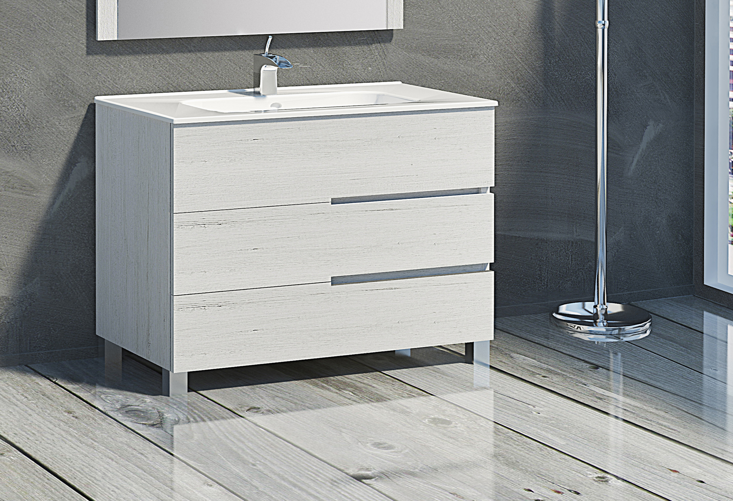 Mueble de baño con lavabo alda gris 100x45 cm