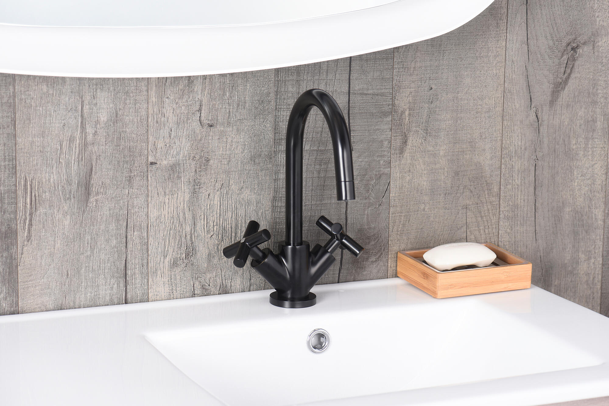 Torneira para lavatório cano alto bicomando preto mate Sensea Nosu - 17