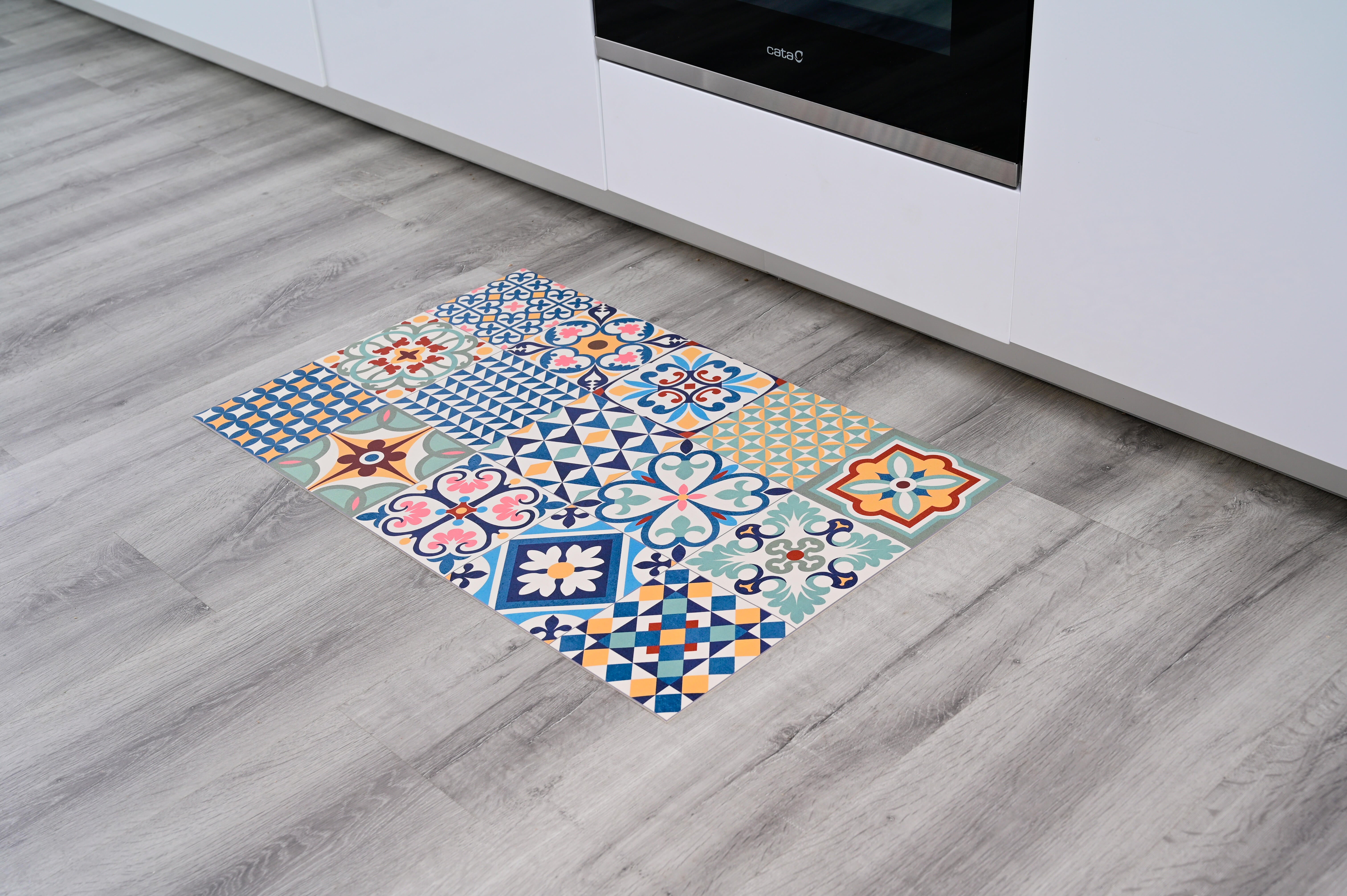 Alfombra pie de cama exterior/interior pvc Heritage Mix 48x75cm tejido plano base antideslizante multicolor - 9