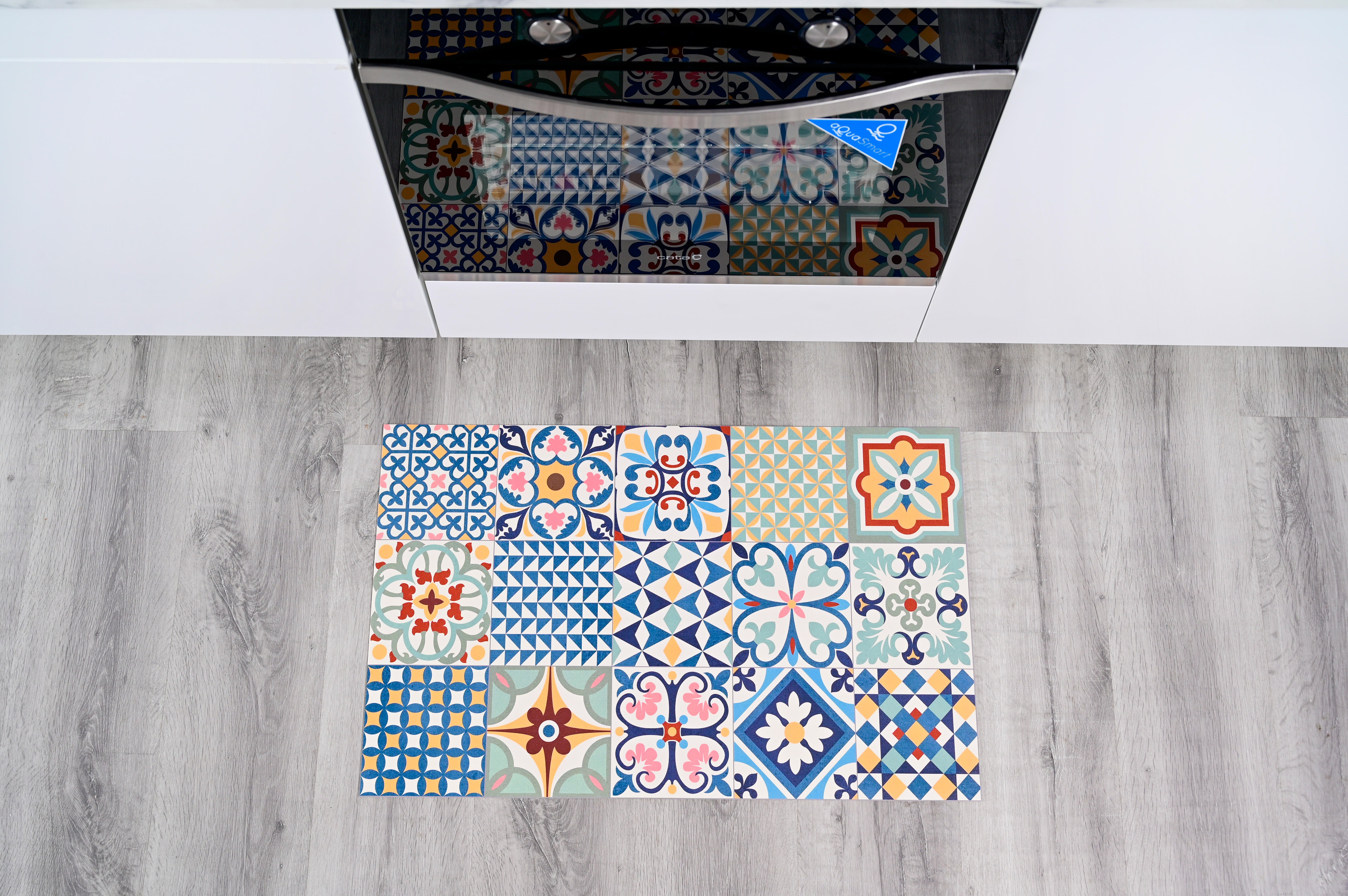 Alfombra pie de cama exterior/interior pvc Heritage Mix 48x75cm tejido plano base antideslizante multicolor - 2