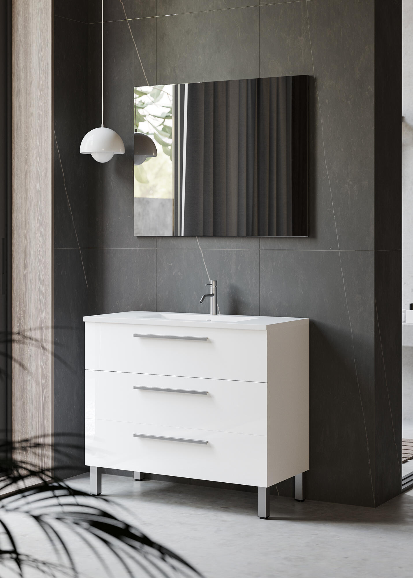 Mueble de baño Madrid blanco 100x45 cm (lavabo no incluido) - 9