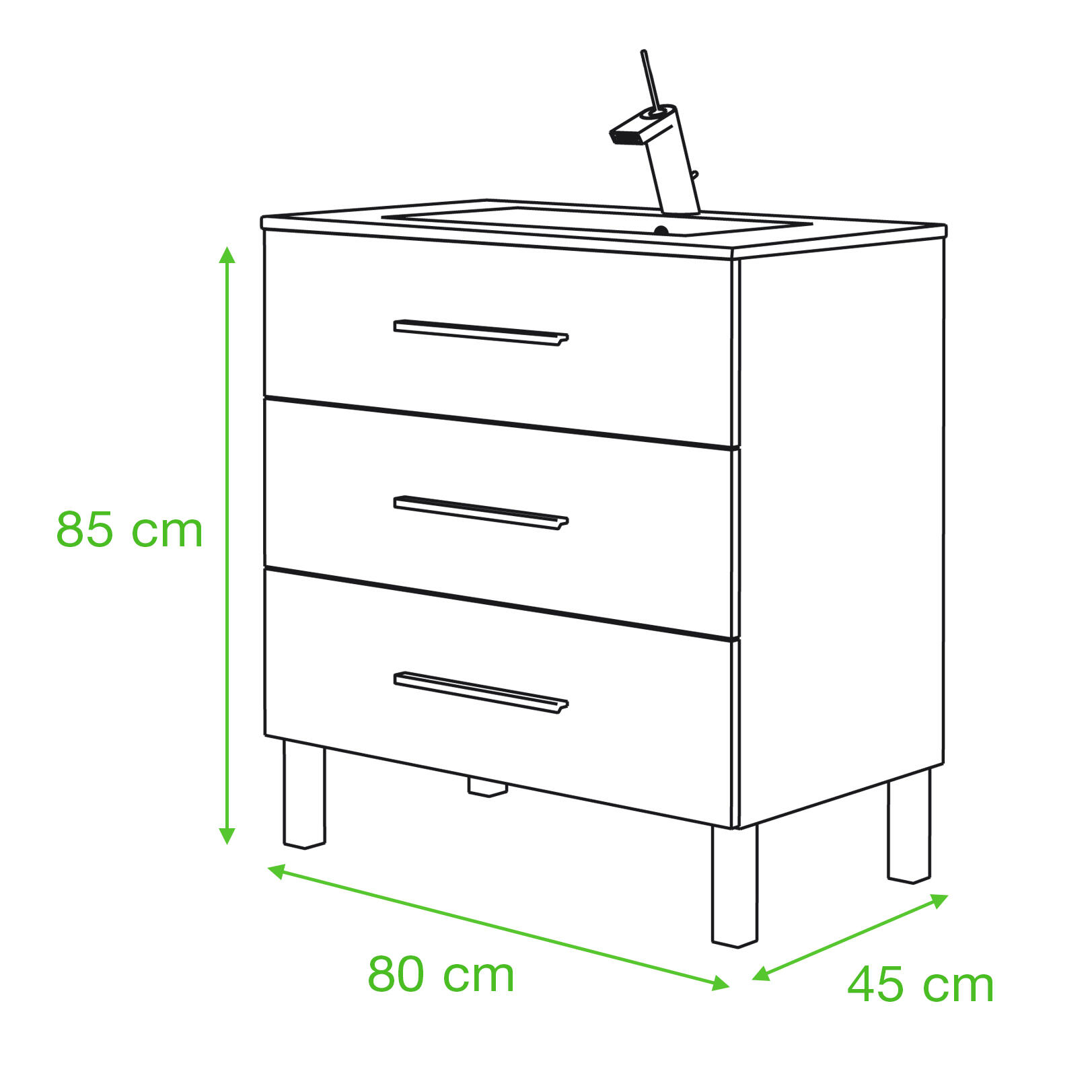 Mueble de baño Madrid blanco 80x45 cm (lavabo no incluido) - 7