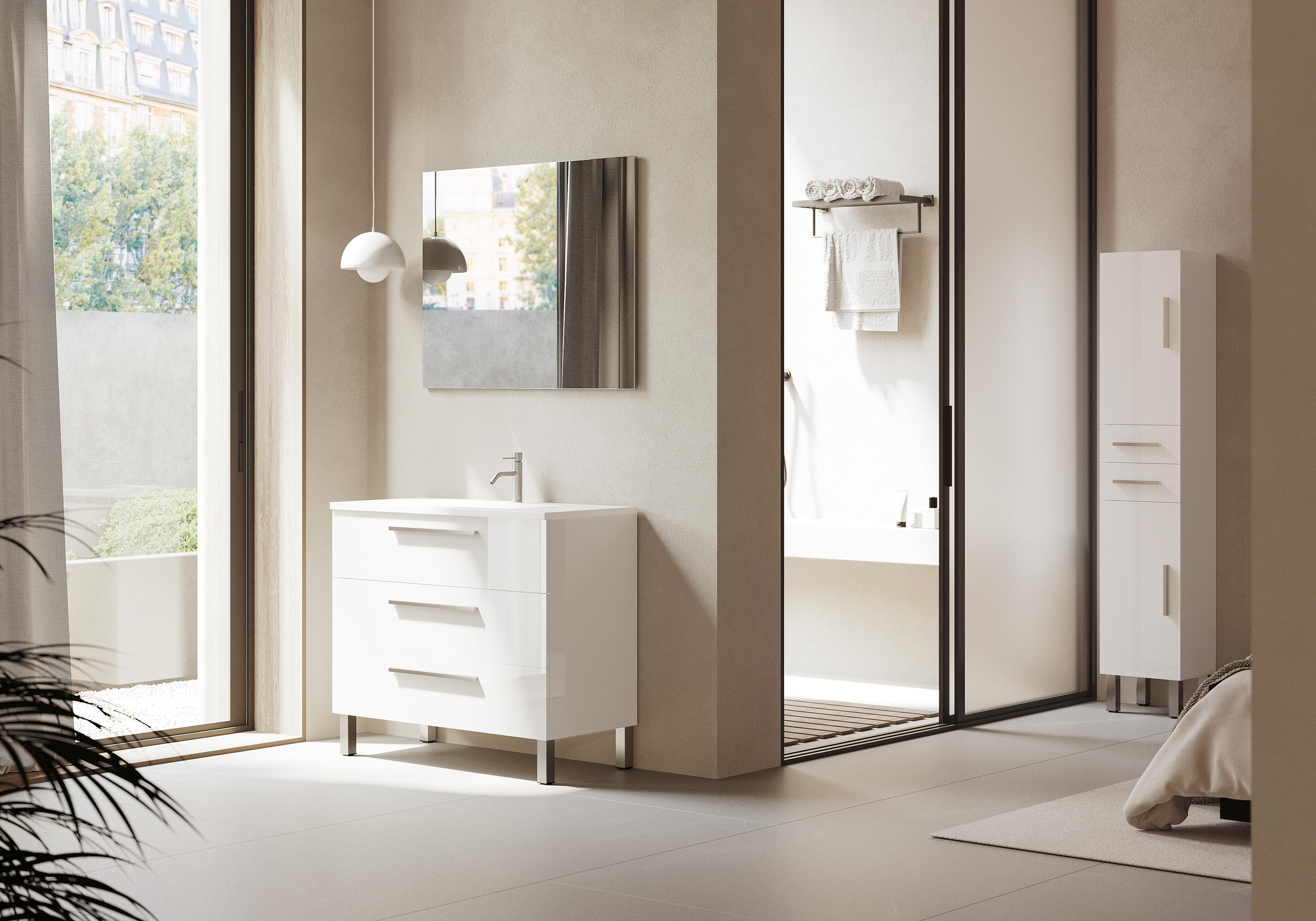 Mueble de baño Madrid blanco 100x45 cm (lavabo no incluido) - 2