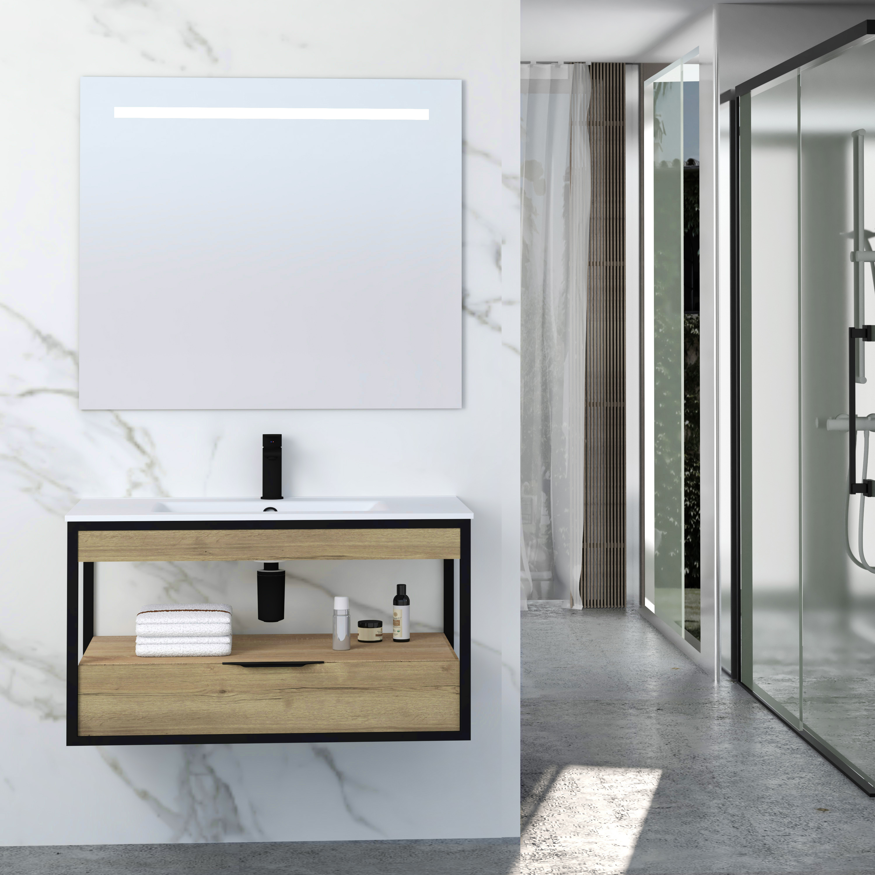 Mueble de baño con lavabo barock roble 100 cm