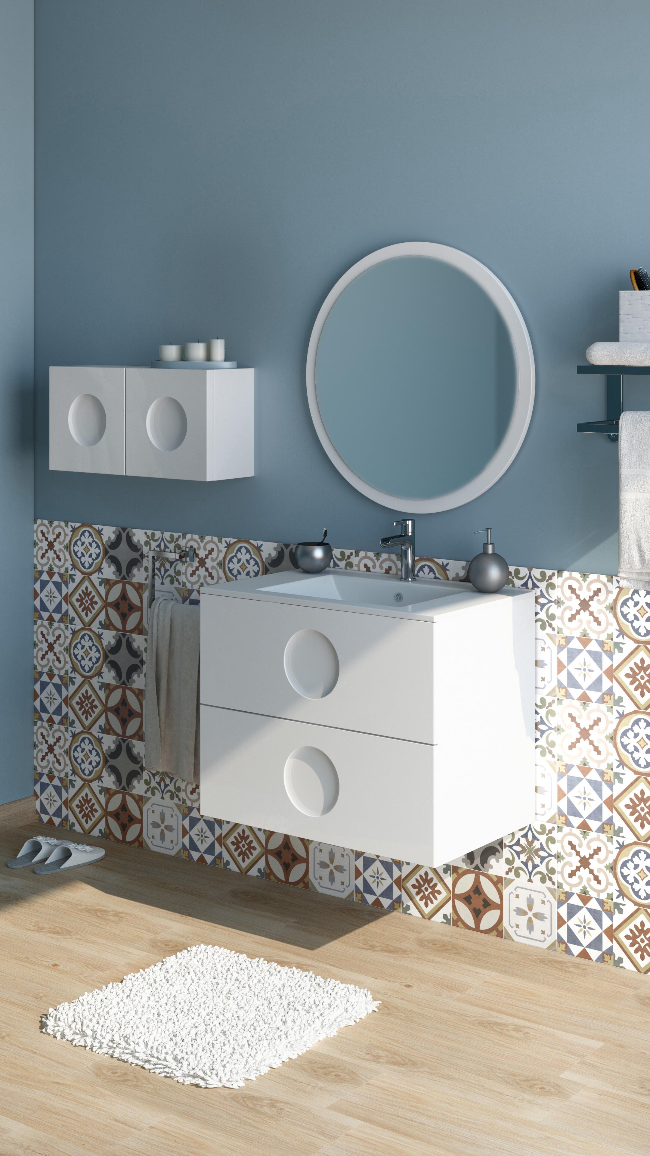 Mueble de baño con lavabo sphere blanco brillante 70x45 cm