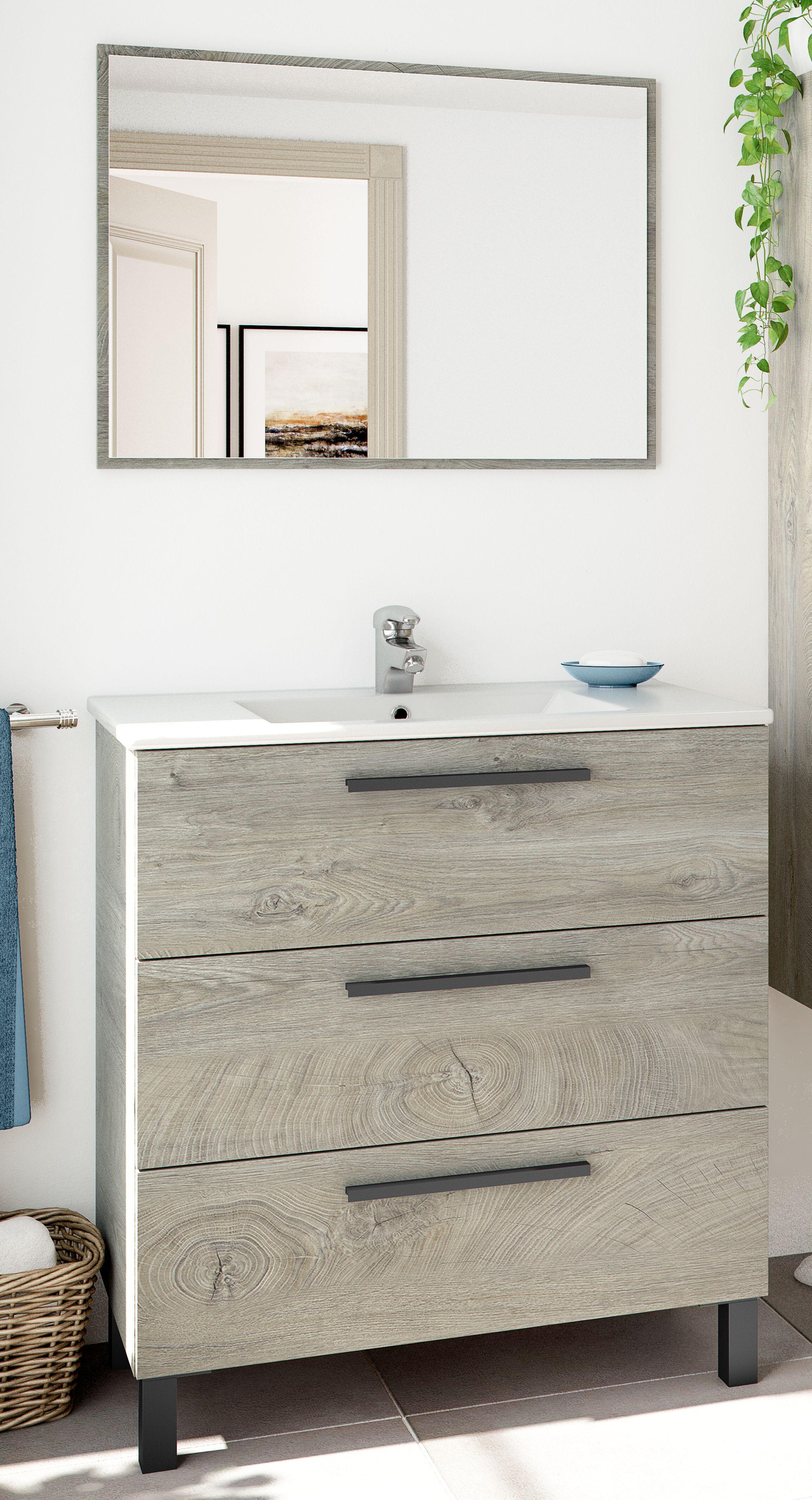 Mueble de baño con lavabo athena roble 80x45 cm