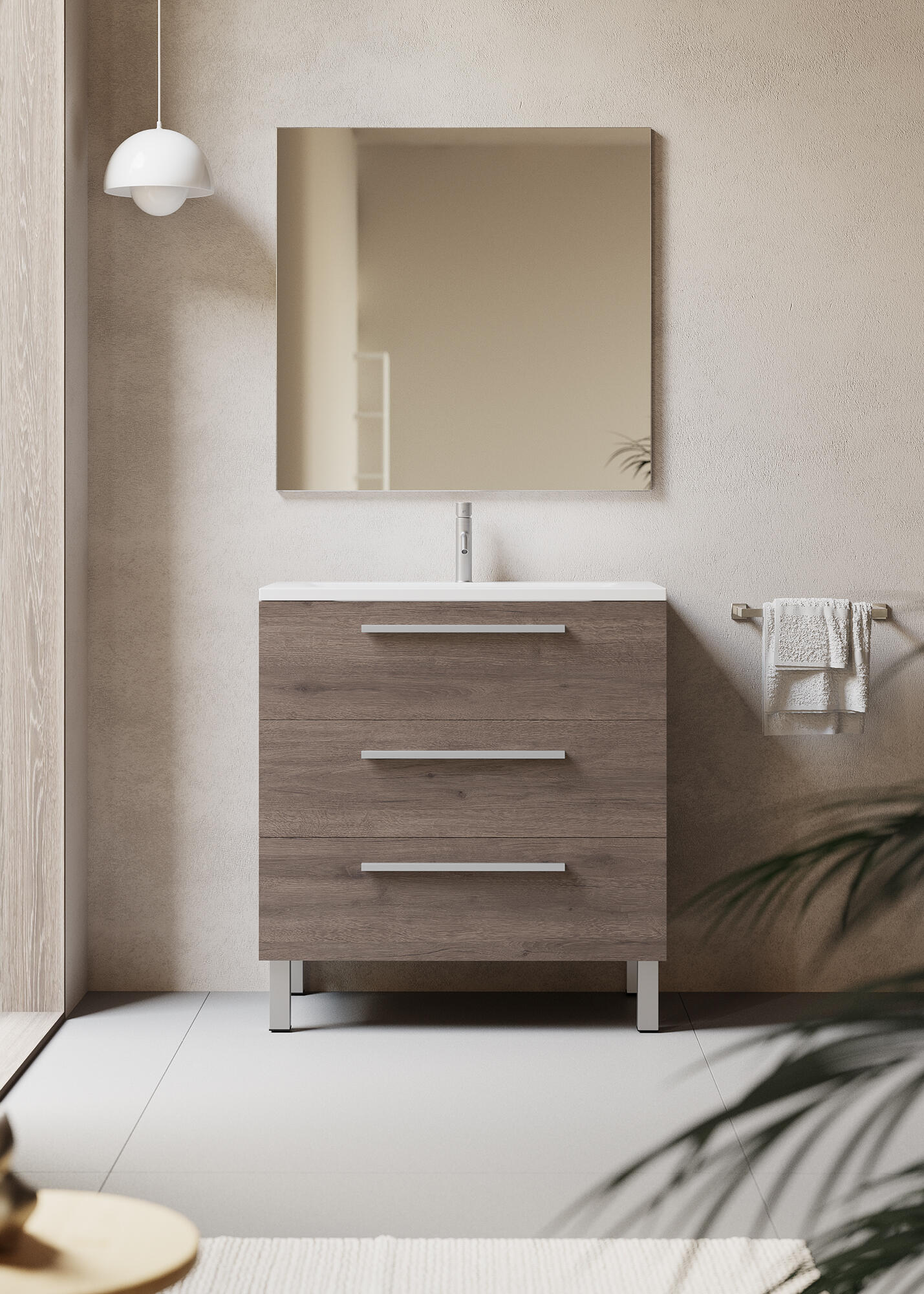 Mueble de baño con lavabo madrid roble mate 70x40 cm