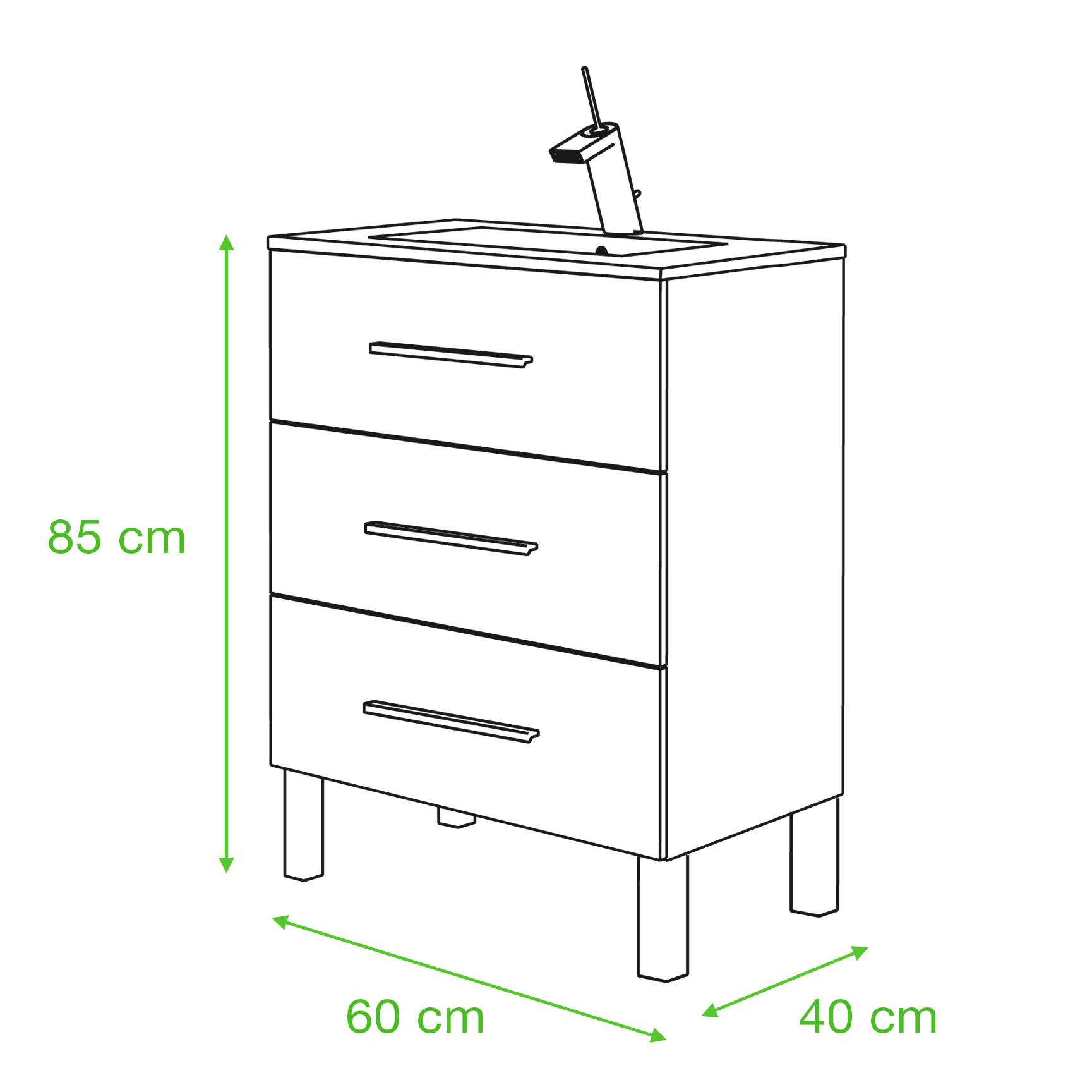 Mueble de baño Madrid blanco 60x45 cm (lavabo no incluido) - 7