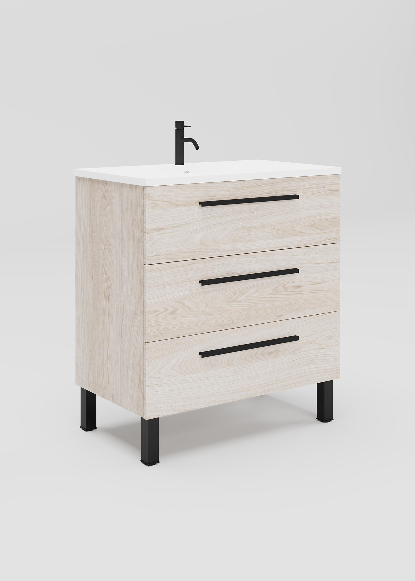 Mueble de baño Madrid marrón 80x45 cm (lavabo no incluido) - 2