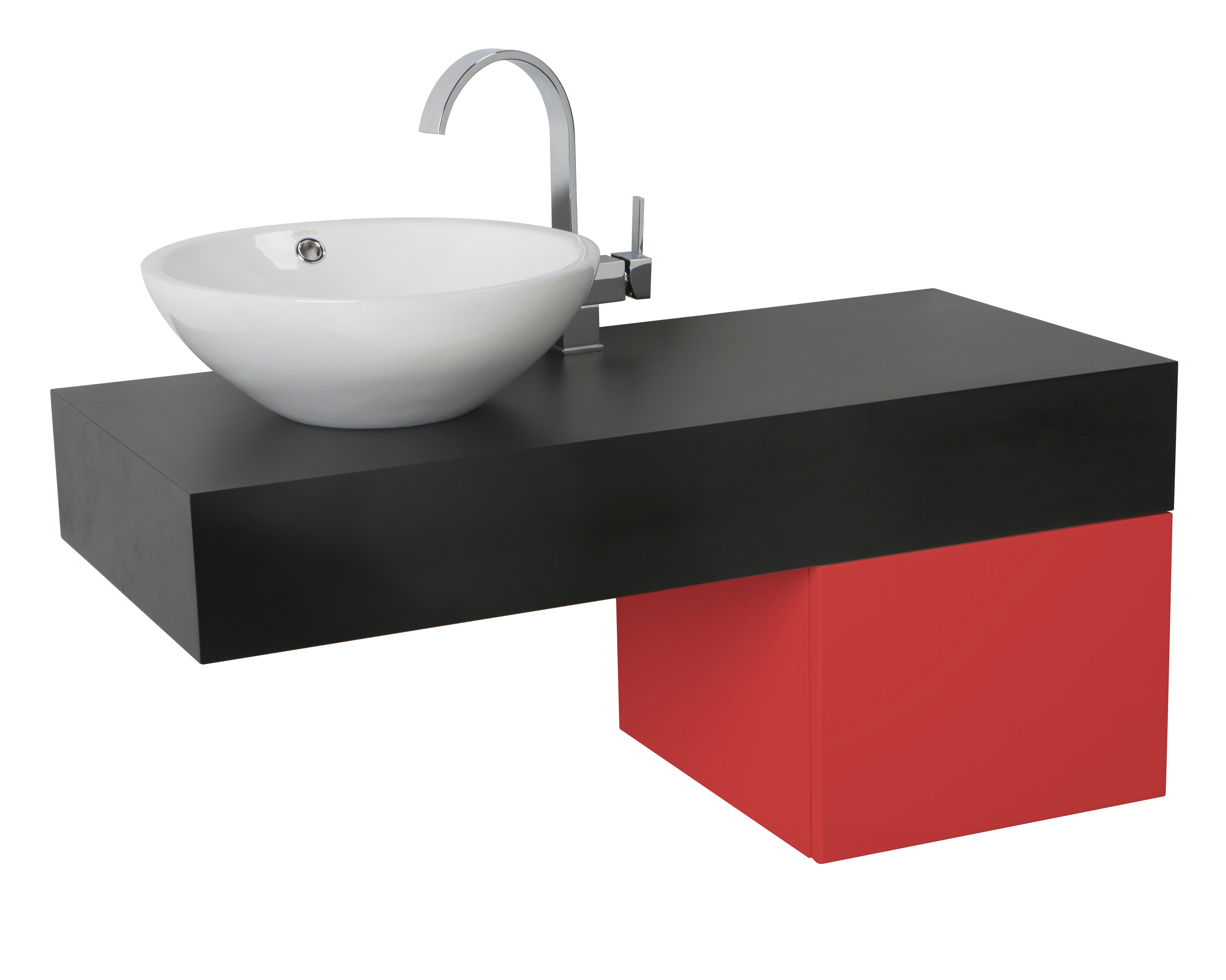 Encimera lavabo push negro y rojo 100x45x45 cm