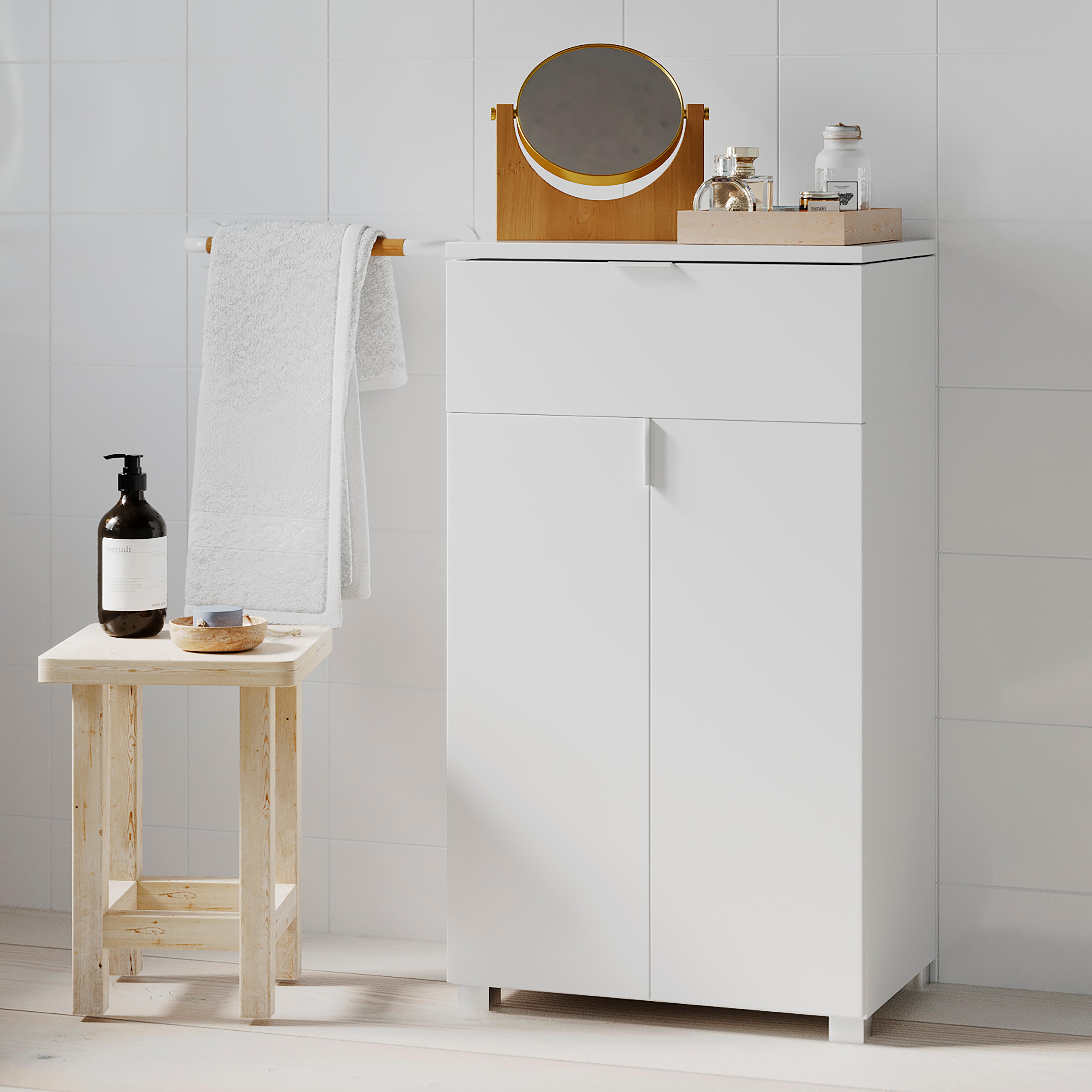 Base a terra Essential SENSEA 1 cassetto 2 ante P 32 x L 50 x H 84 cm bianco laccato truciolare - 5