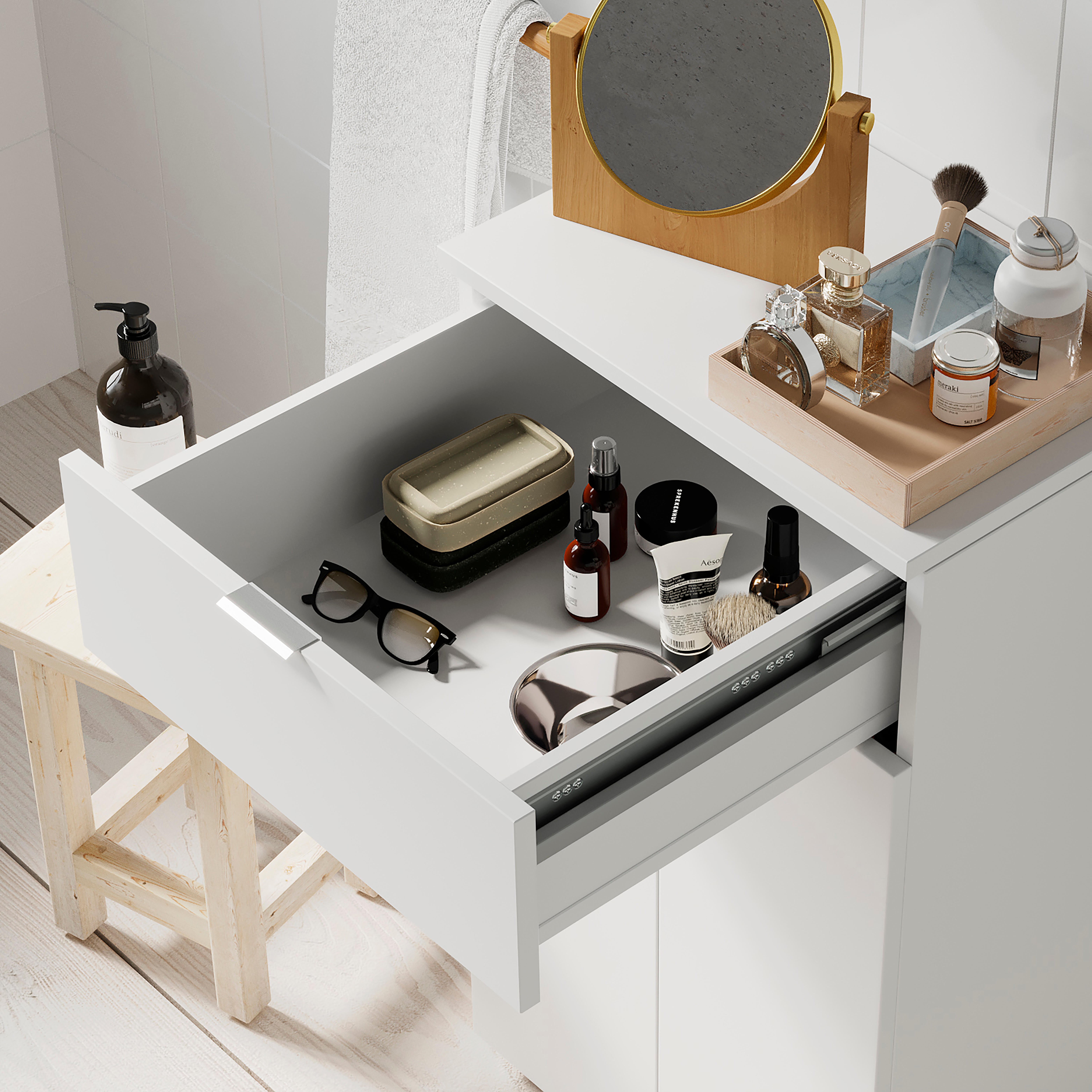 Base a terra Essential SENSEA 1 cassetto 2 ante P 32 x L 50 x H 84 cm bianco laccato truciolare - 4