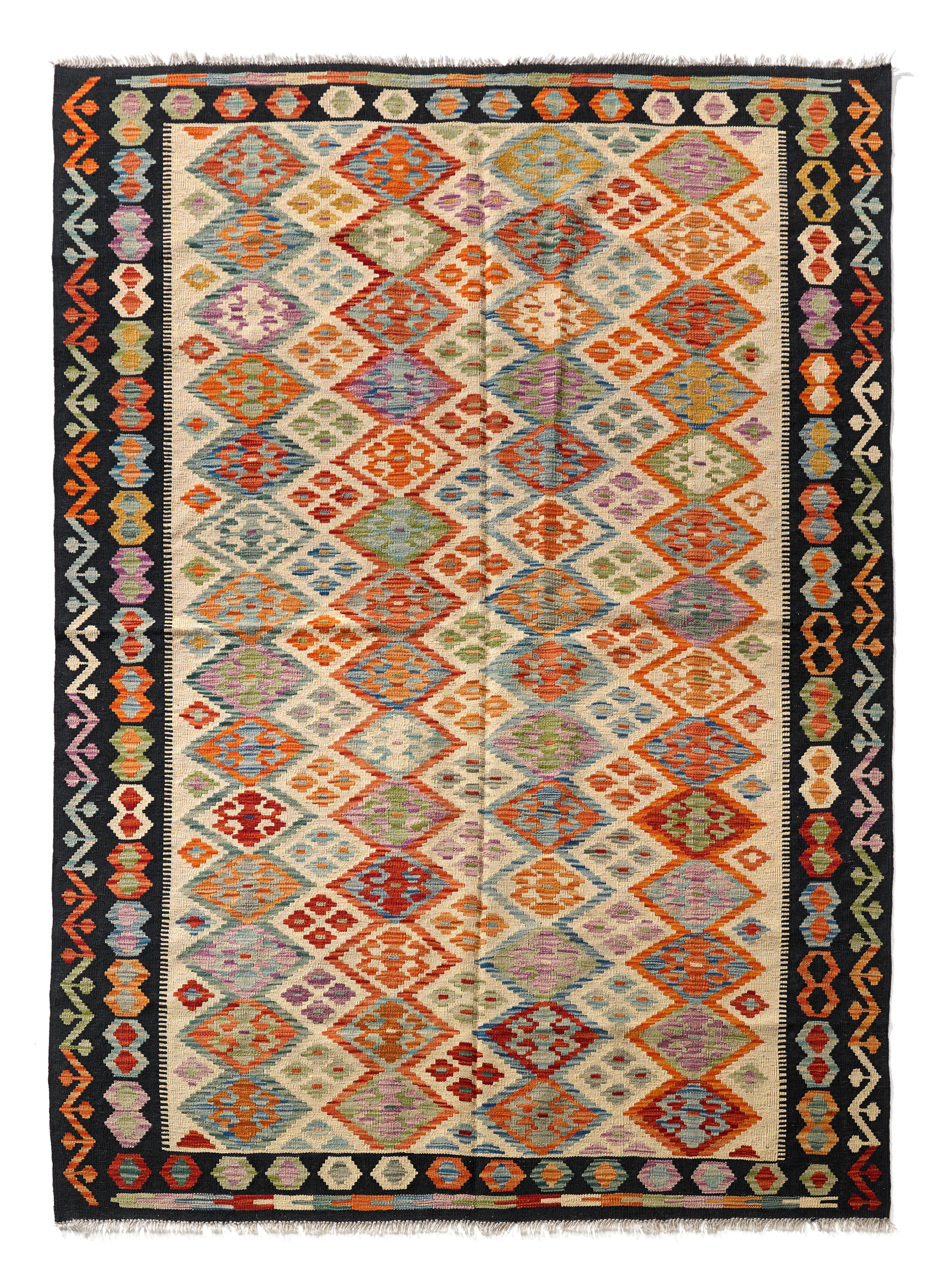 Alfombra lana tejido plano kilim herat multicolor 170x240cm