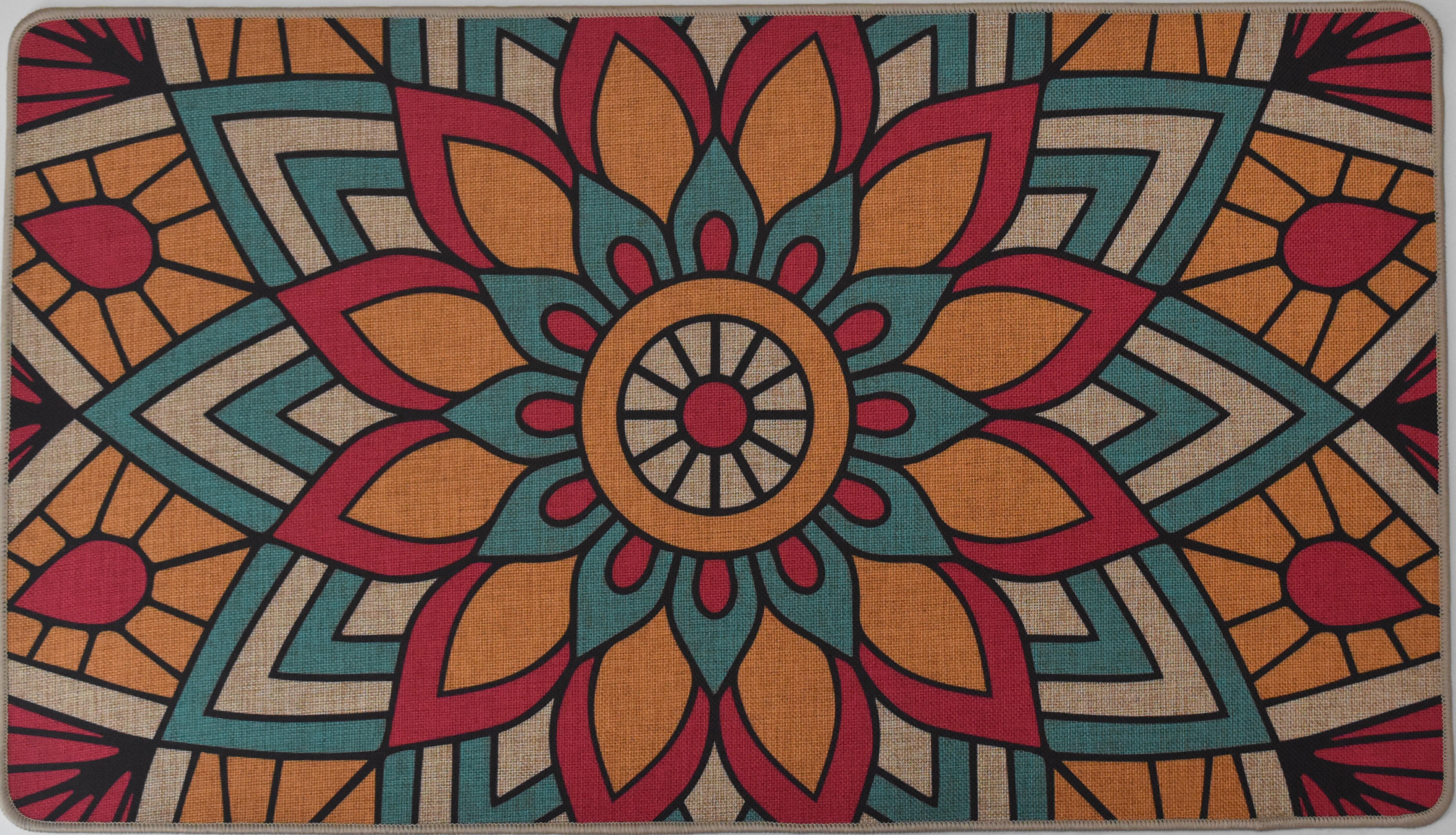 Alfombra poliéster novofloor mandala 04 multicolor 40x70cm