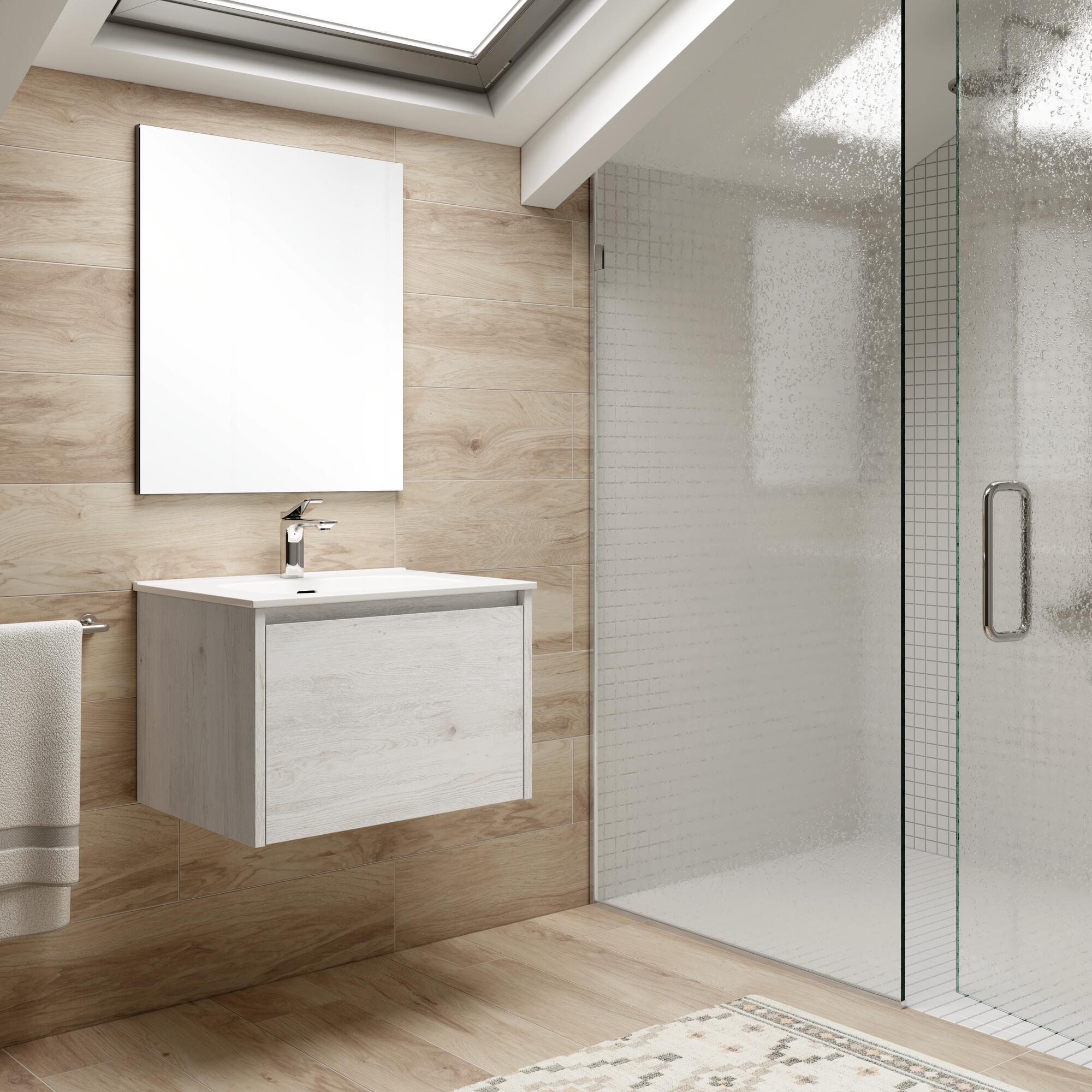 Mueble de baño con lavabo moon roble blanqueado 60x45 cm