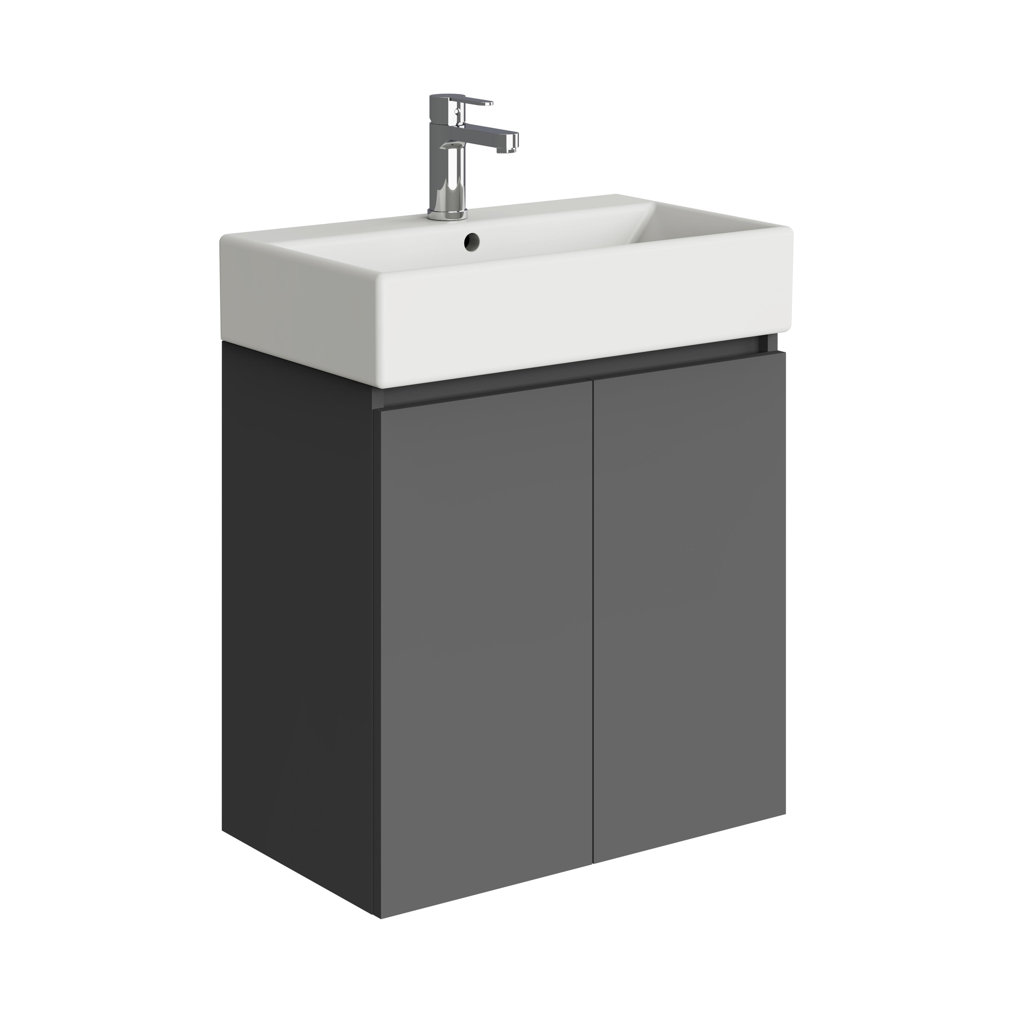 Mueble de baño con lavabo  Espacio L gris oscuro mate 60x35 cm - 2