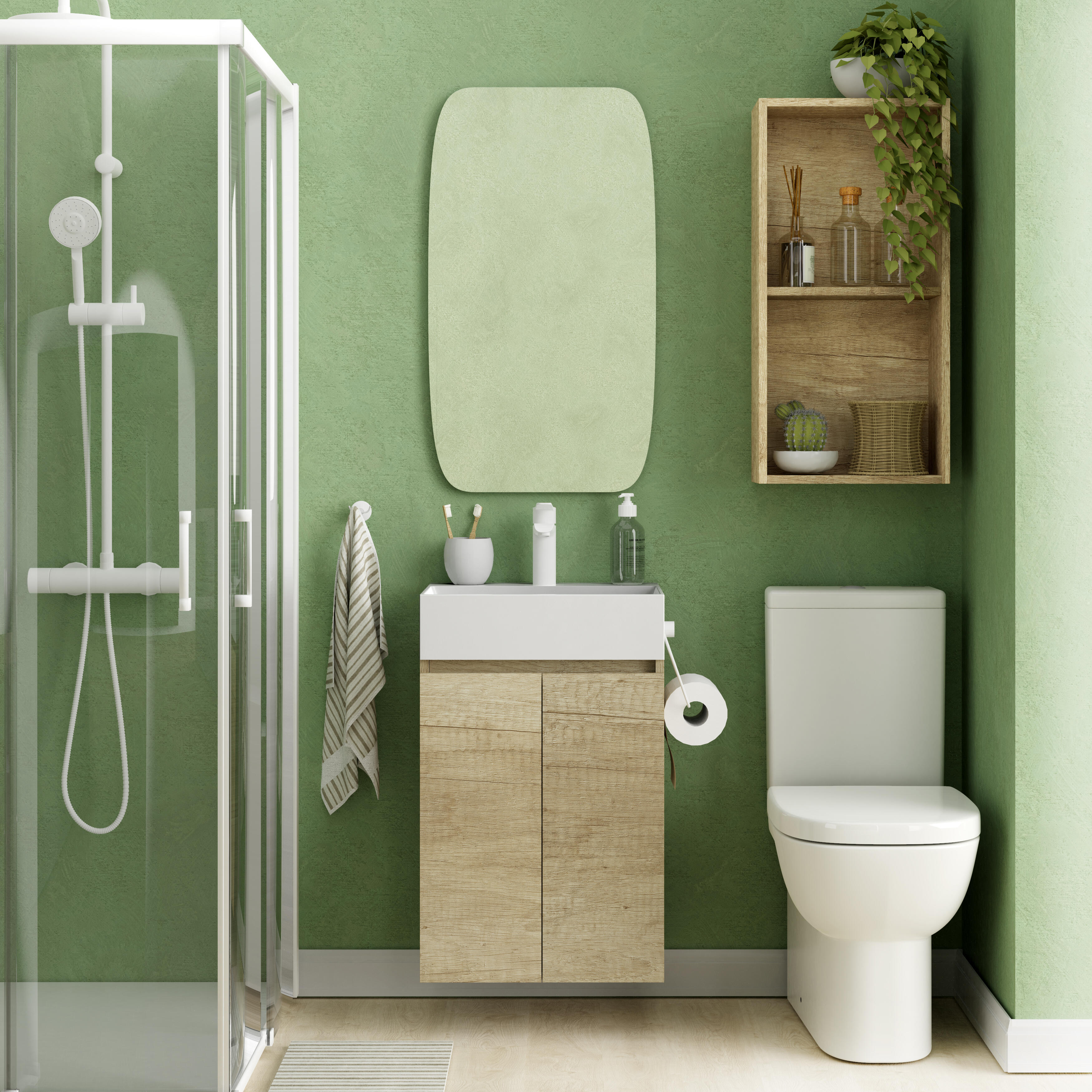 Mueble de baño con lavabo espacio m olmo mate 45x35 cm