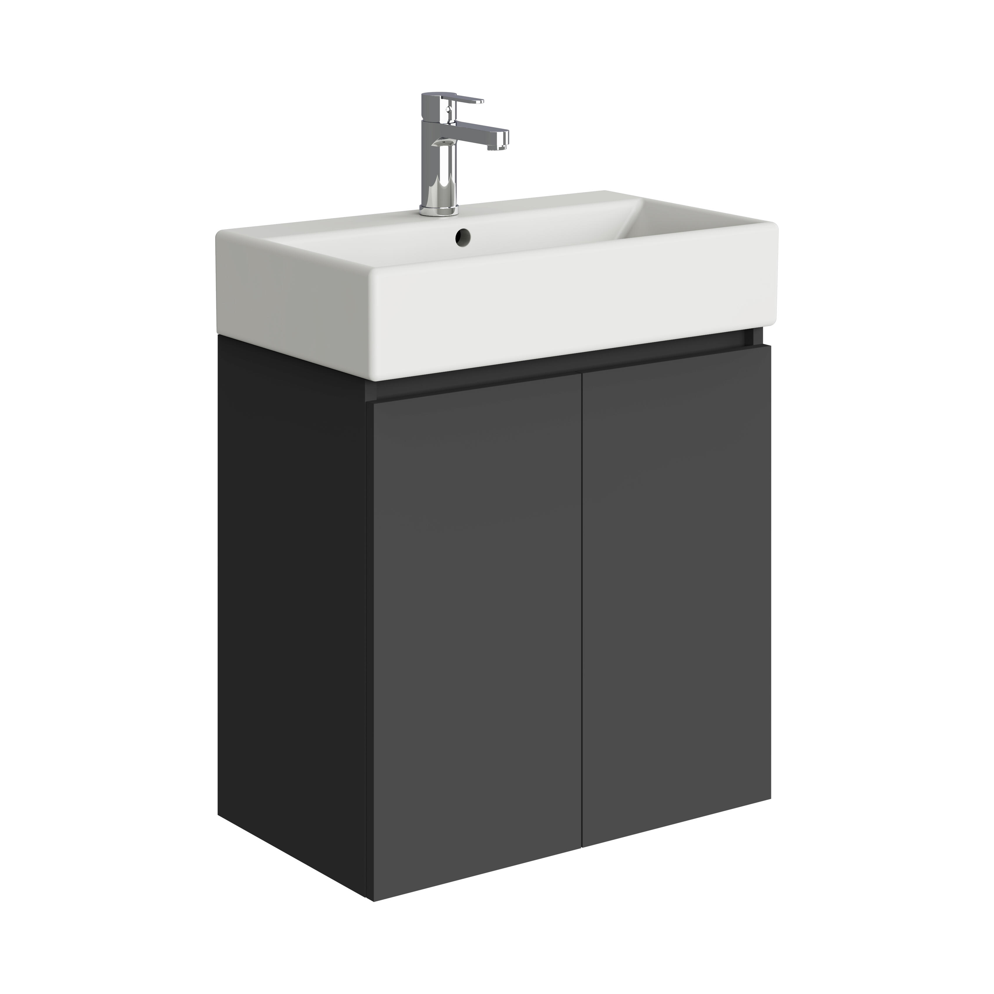 Mueble de baño con lavabo  Espacio L negro mate 60x35 cm - 2