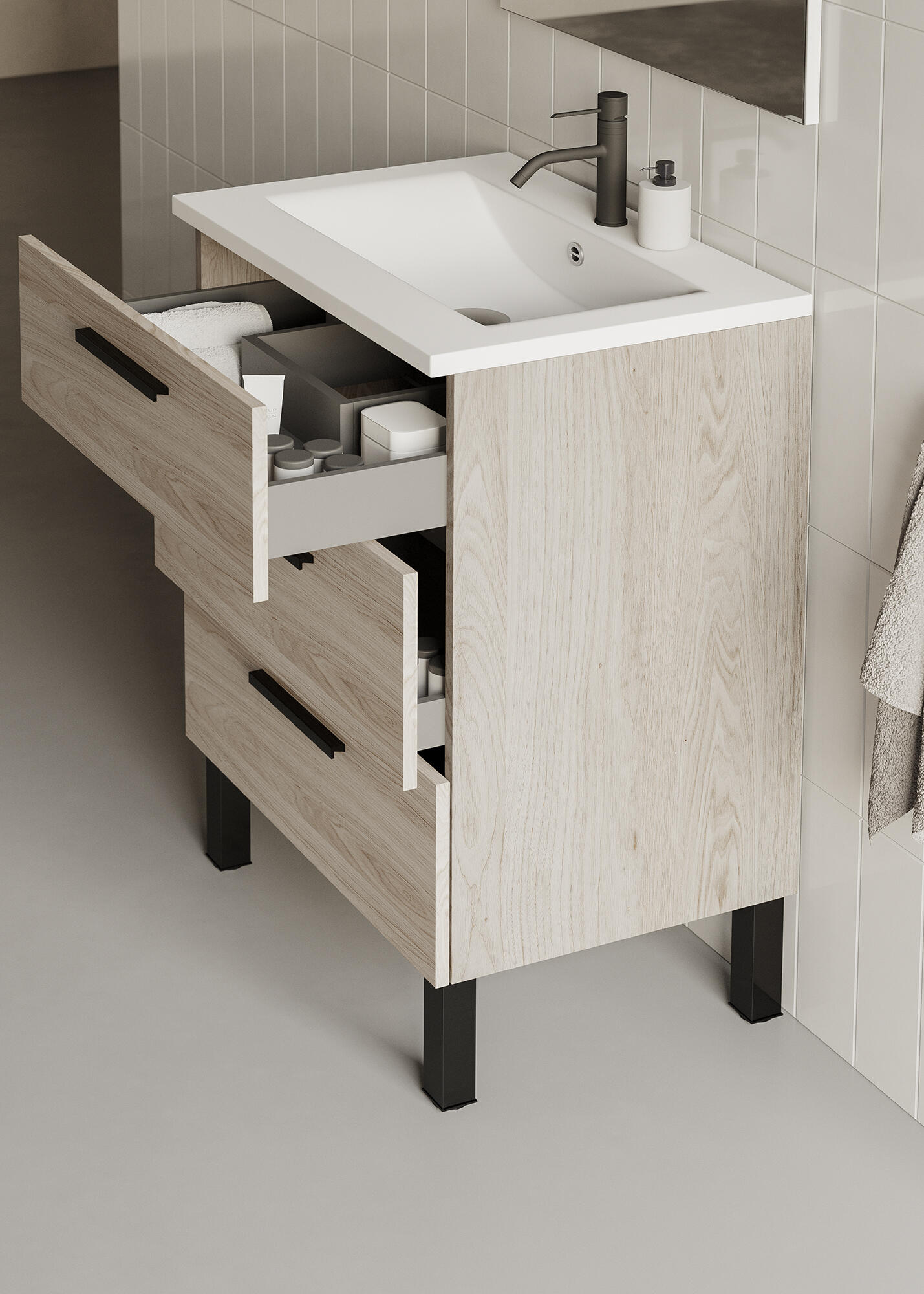 Mueble de baño Madrid marrón 100x45 cm (lavabo no incluido) - 5