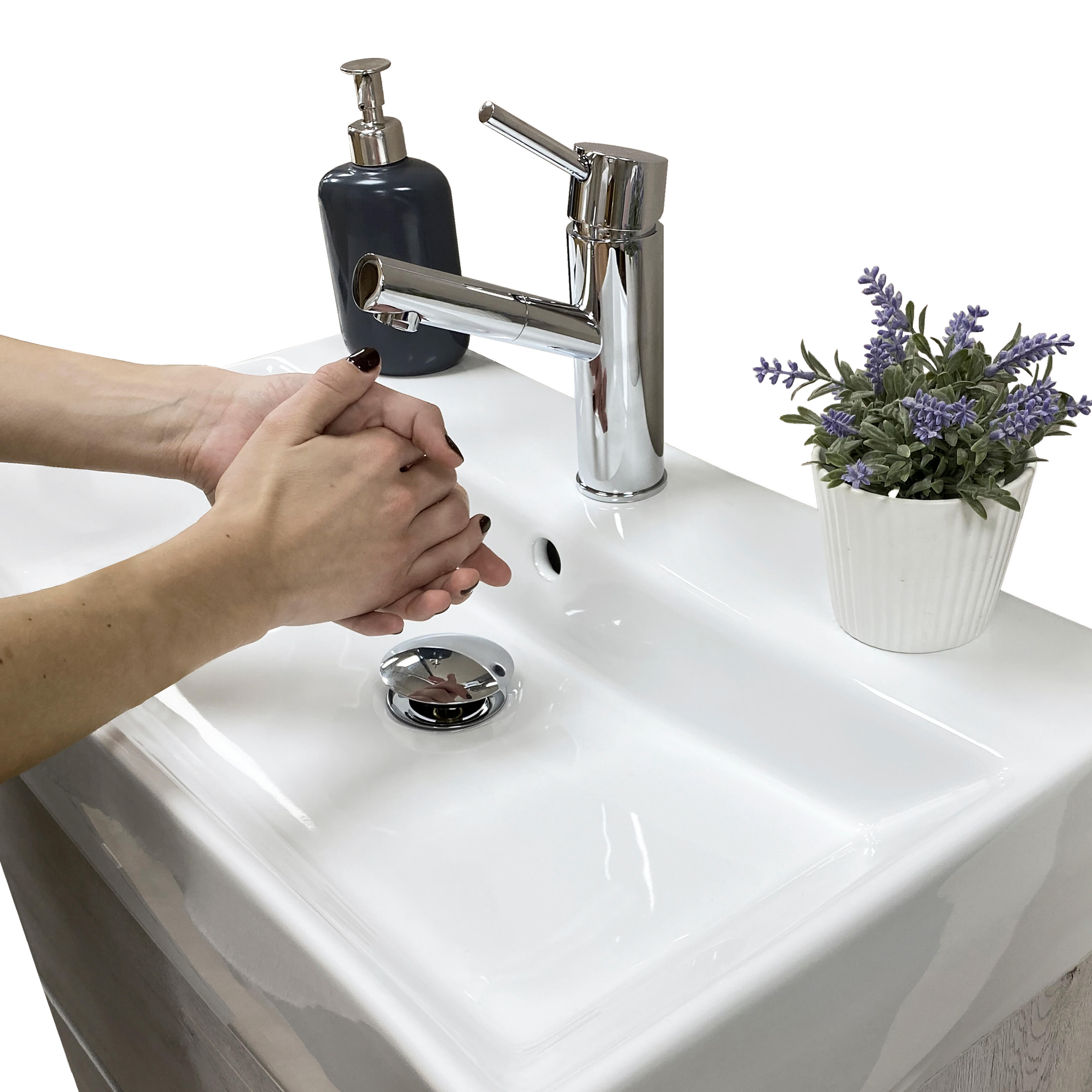 Mueble de baño con lavabo Espacio L blanco mate 60x35 cm fondo reducido con 2 cajones - 11