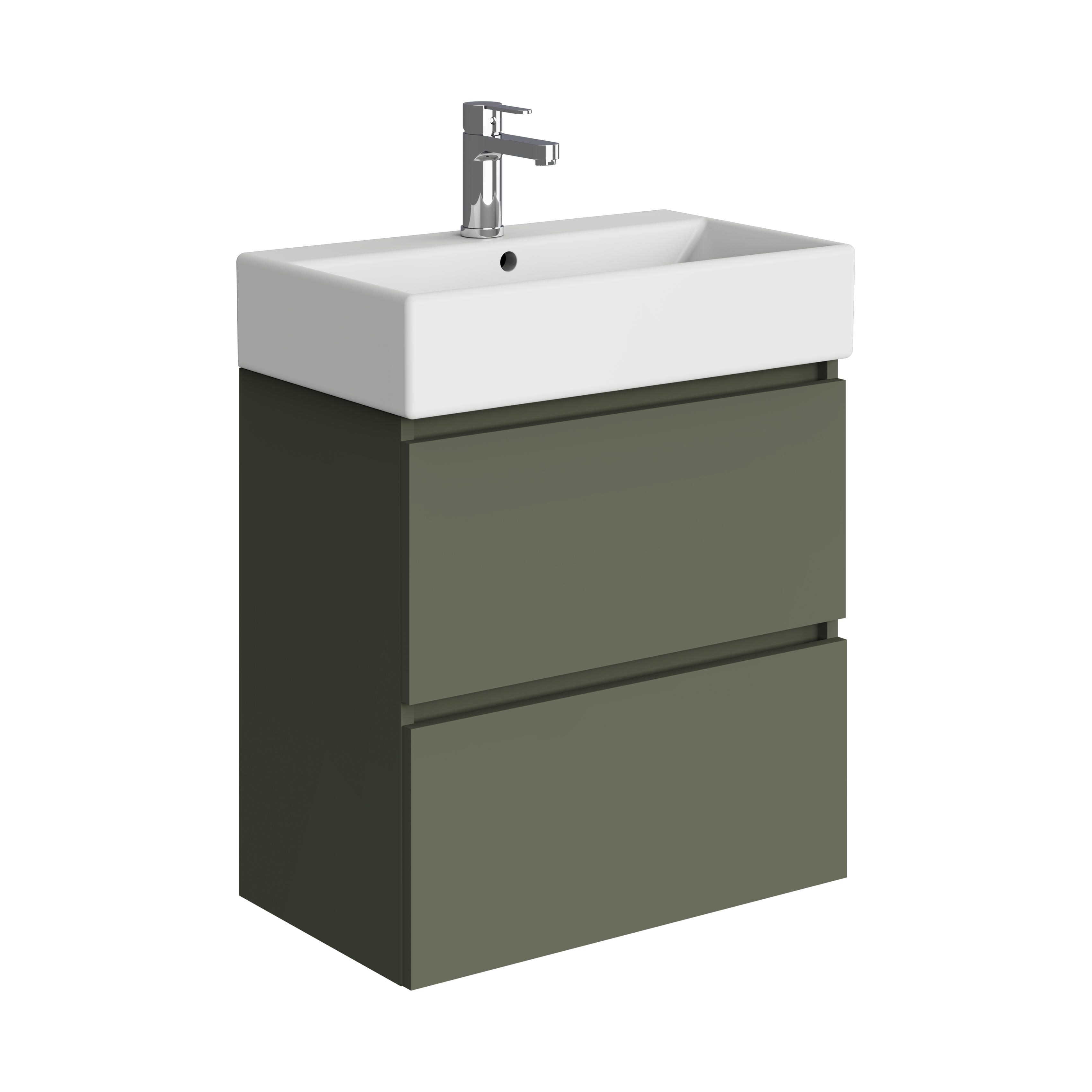 Mueble de baño con lavabo  Espacio L verde mate 60x35 cm - 2