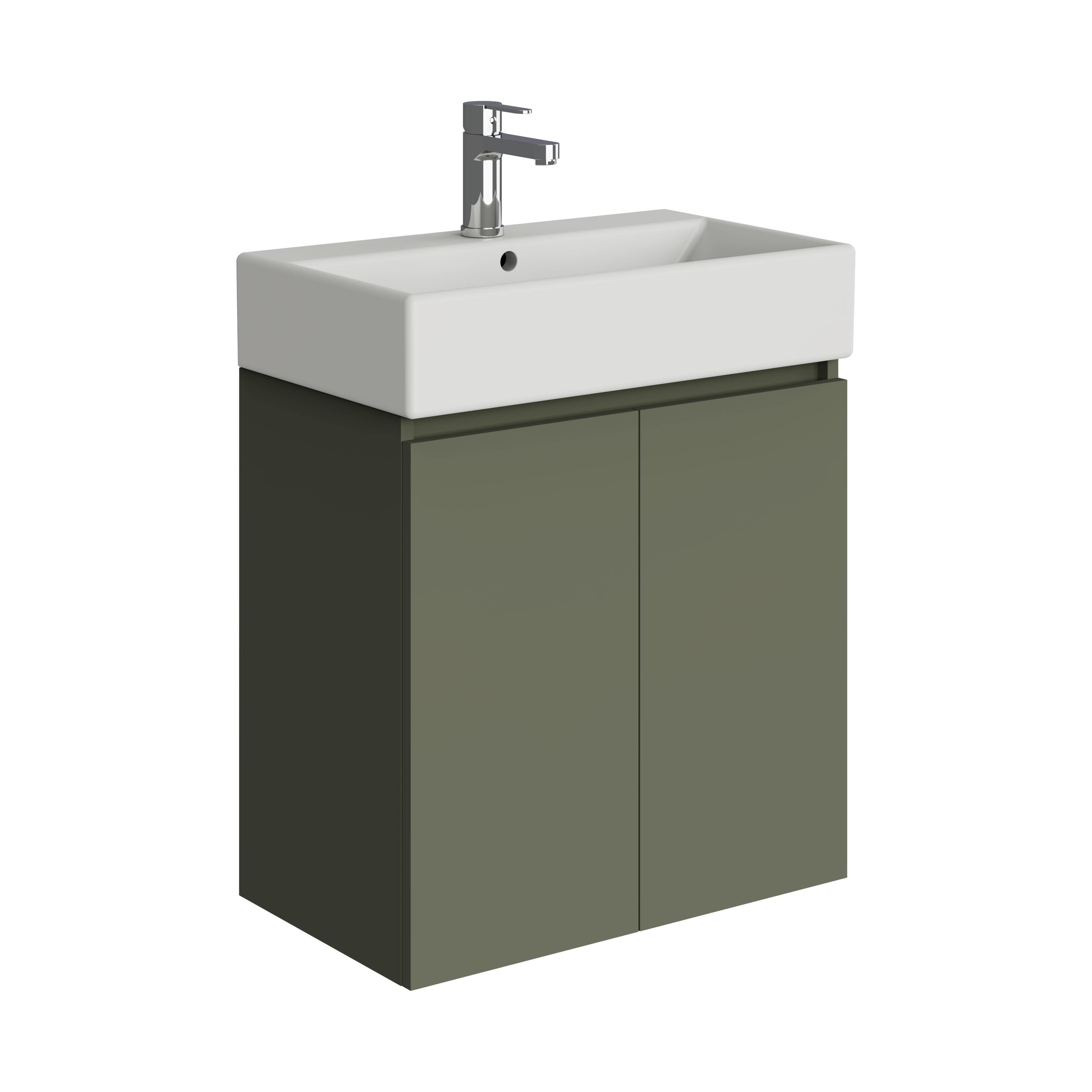 Mueble de baño con lavabo  Espacio L verde mate 60x35 cm - 2