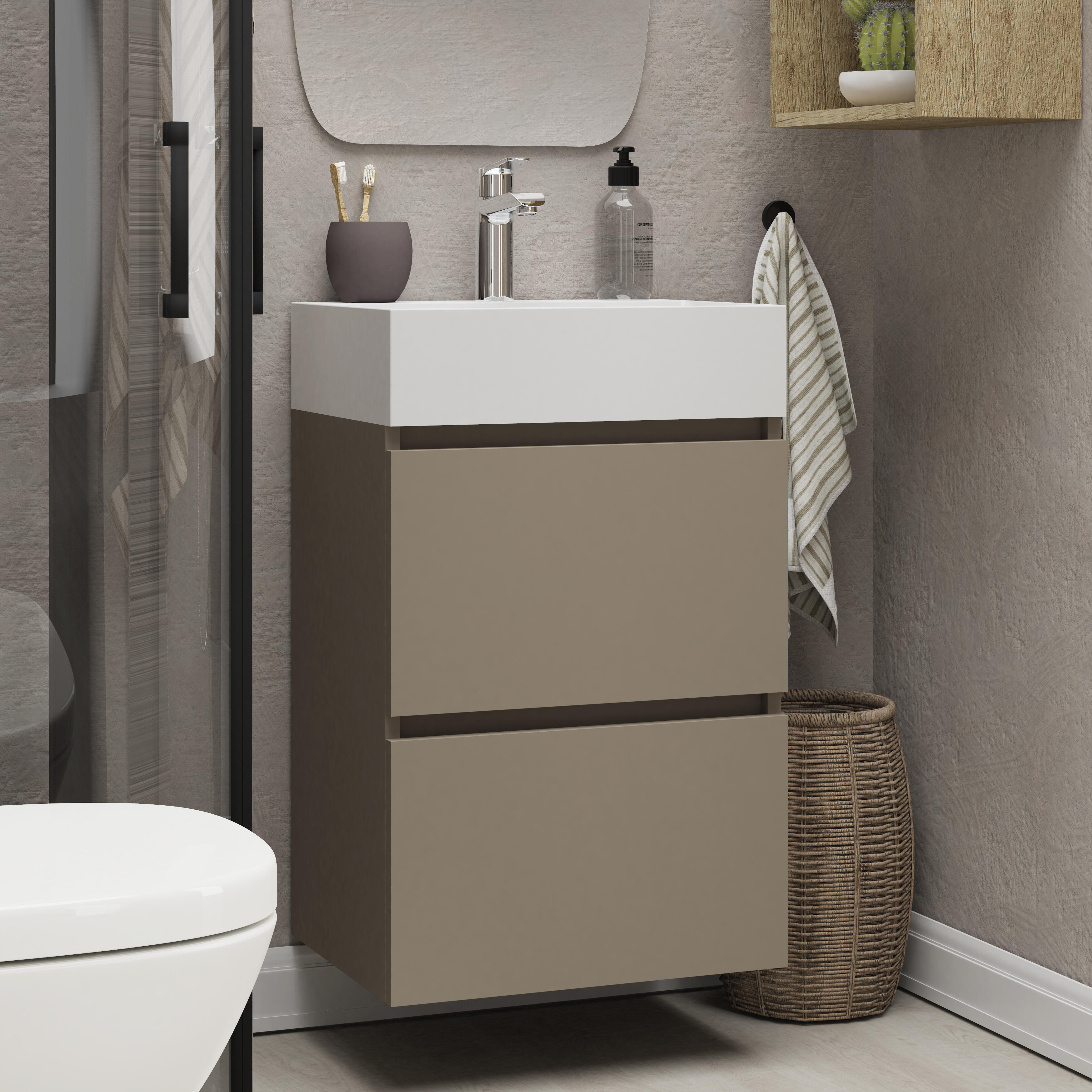 Mueble de baño con lavabo espacio m topo mate 45x35 cm