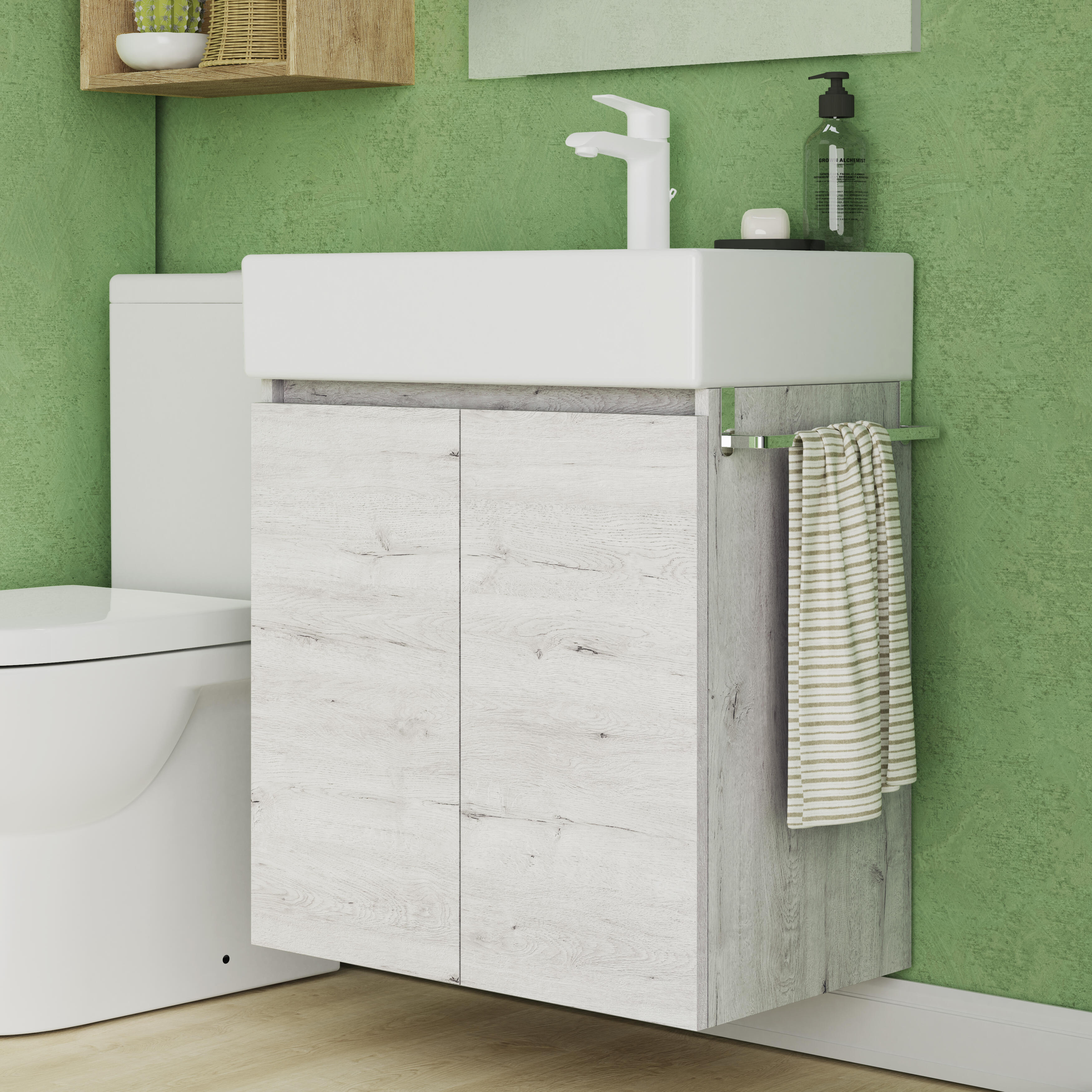 Mueble de baño con lavabo  Espacio L roble gris mate 60x35 cm - 4