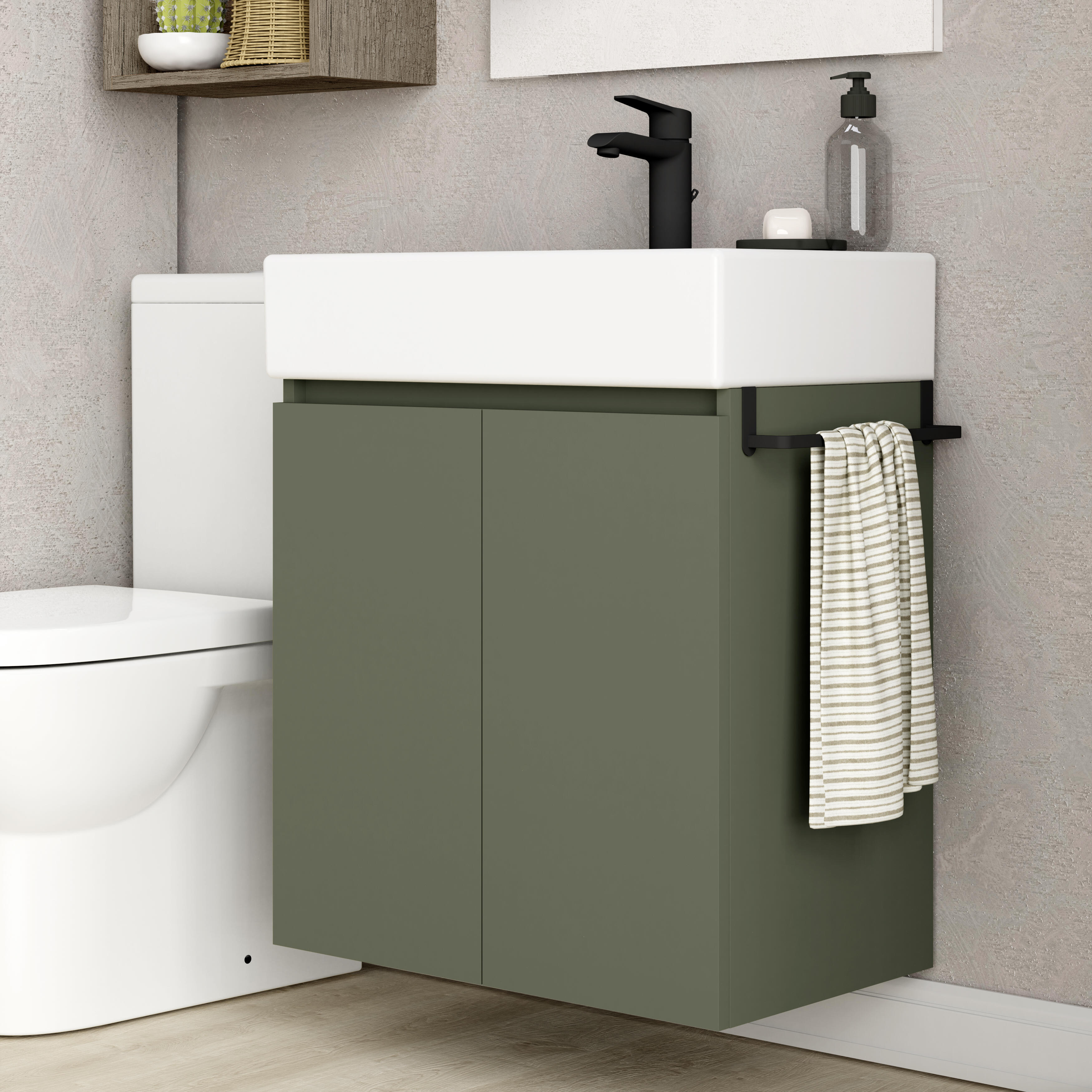 Mueble de baño con lavabo  Espacio L verde mate 60x35 cm - 5