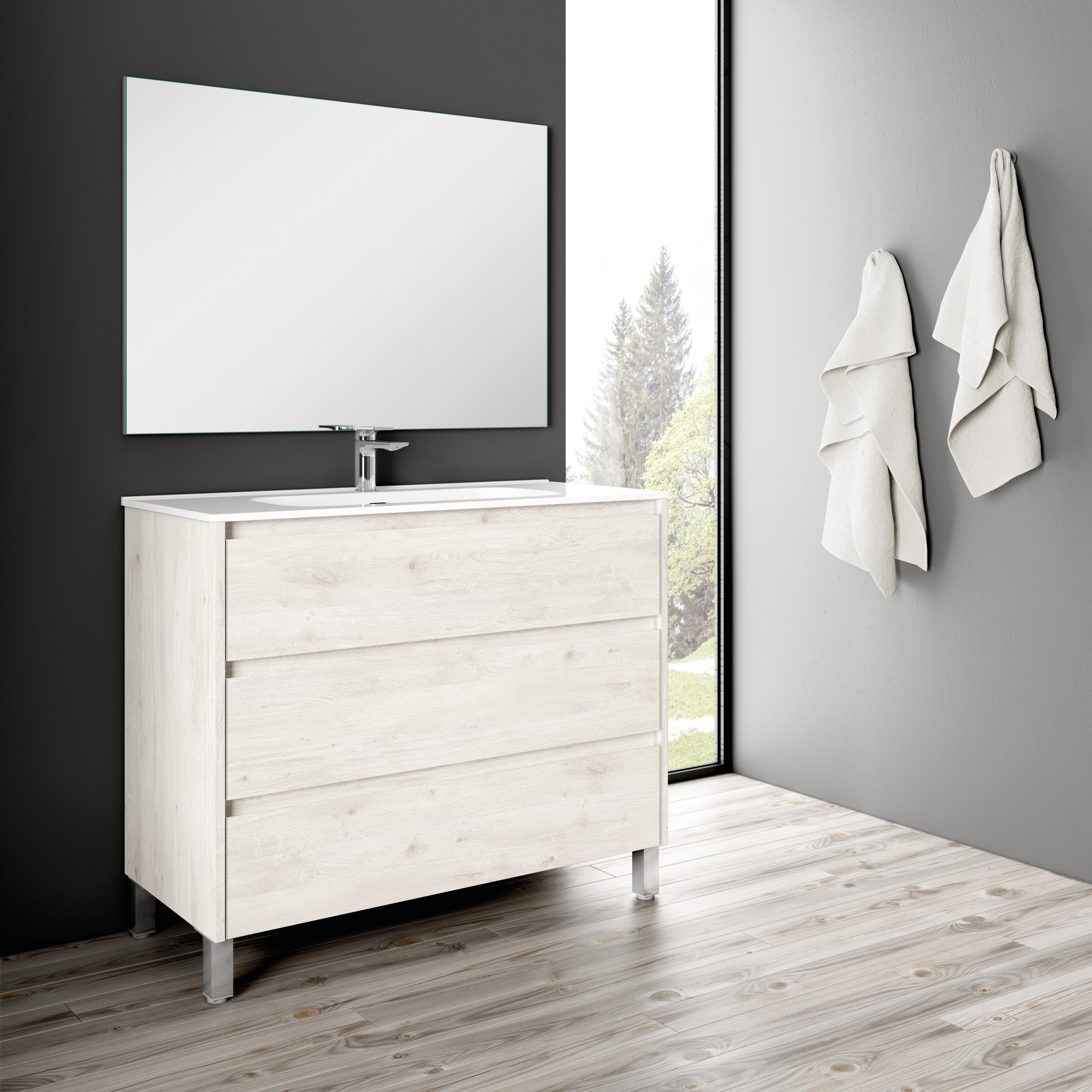 Mueble de baño con lavabo moon roble blanqueado 100x45 cm