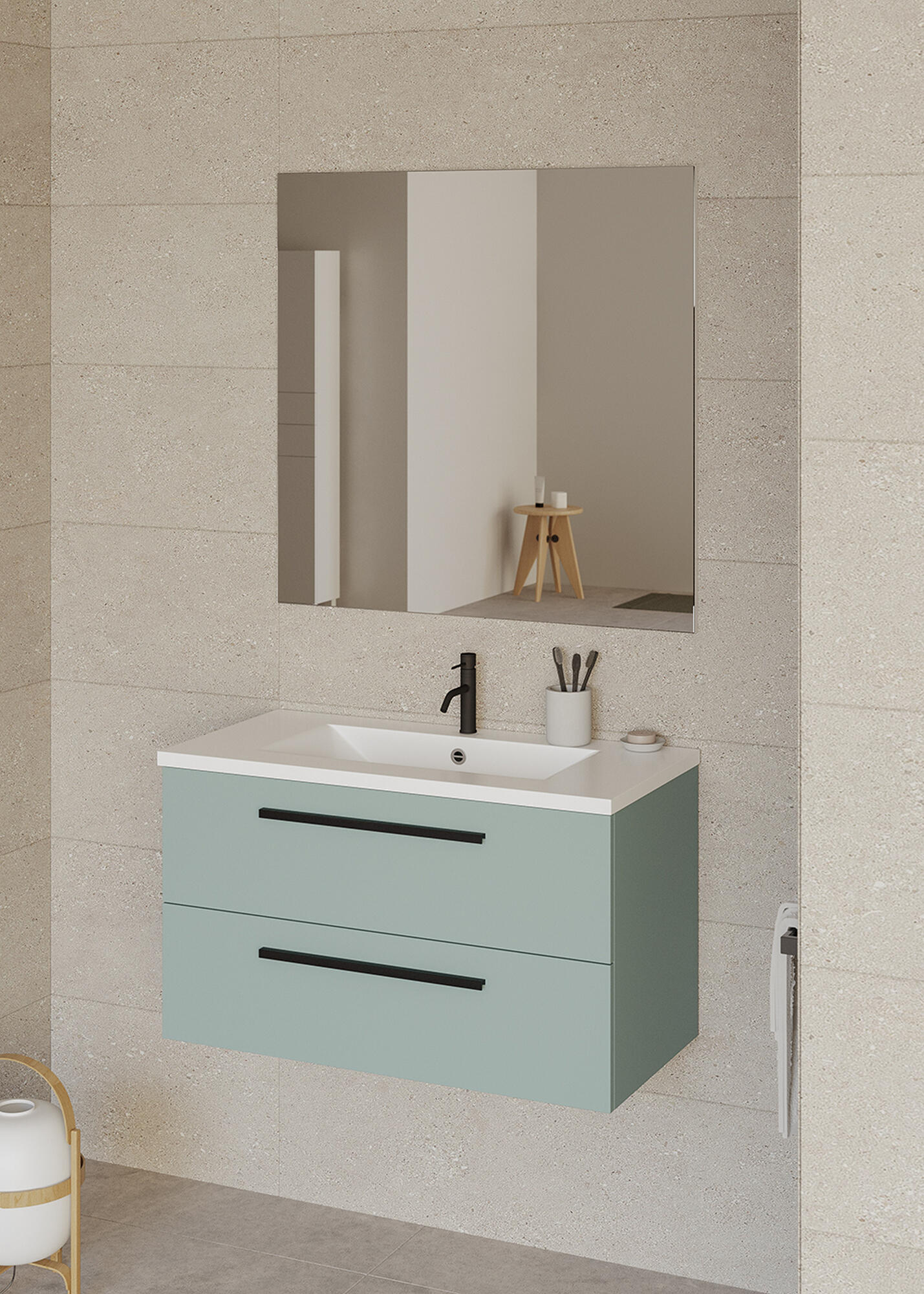 Mueble de baño Madrid verde 60x45 cm (lavabo no incluido) - 5