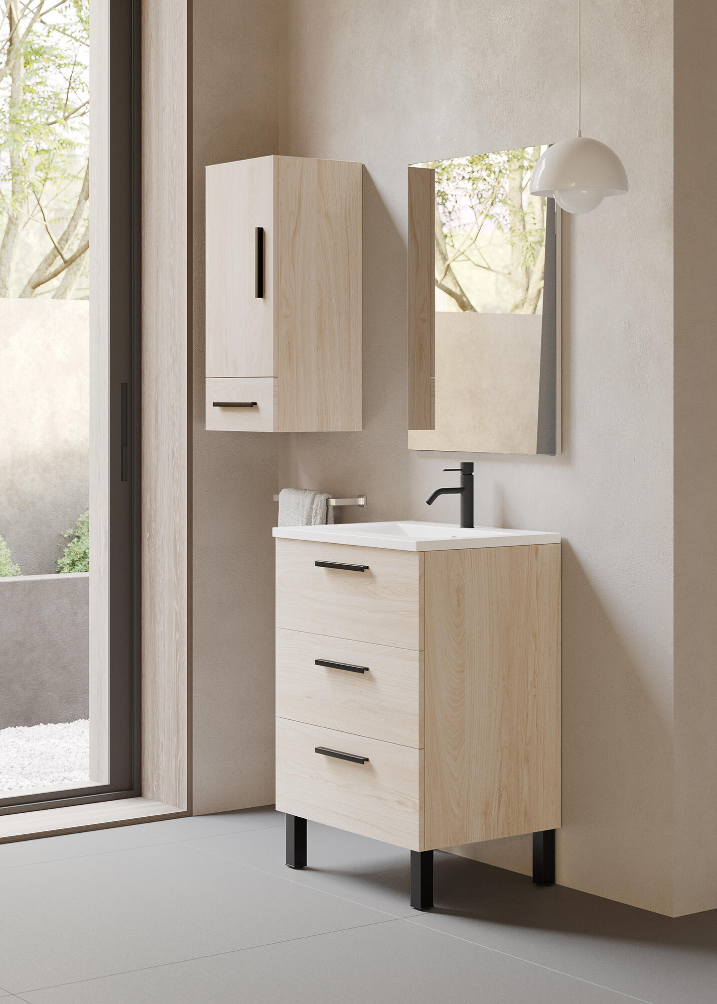 Mueble de baño con lavabo madrid castaño 60x45 cm