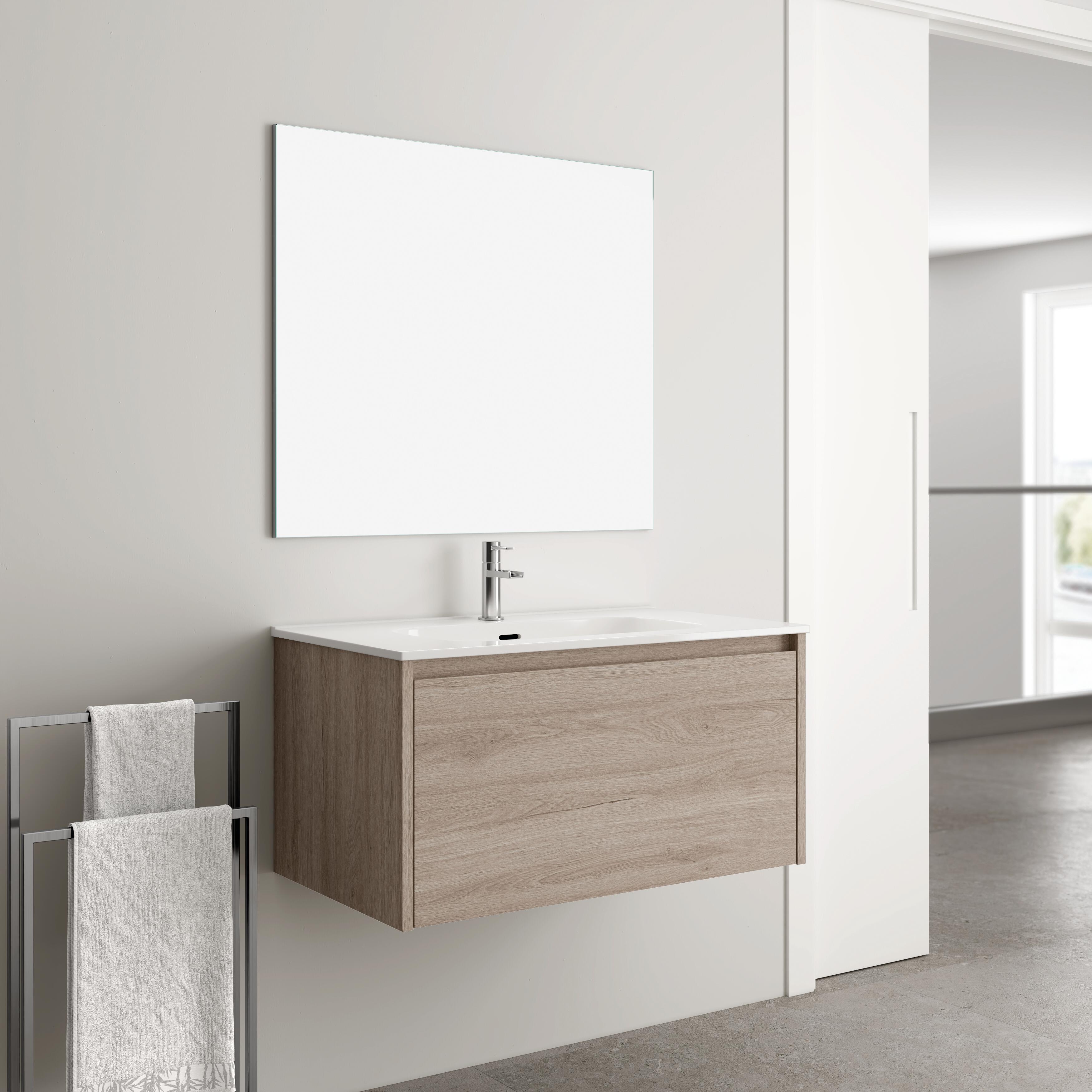 Mueble de baño con lavabo moon roble gris 80x45 cm