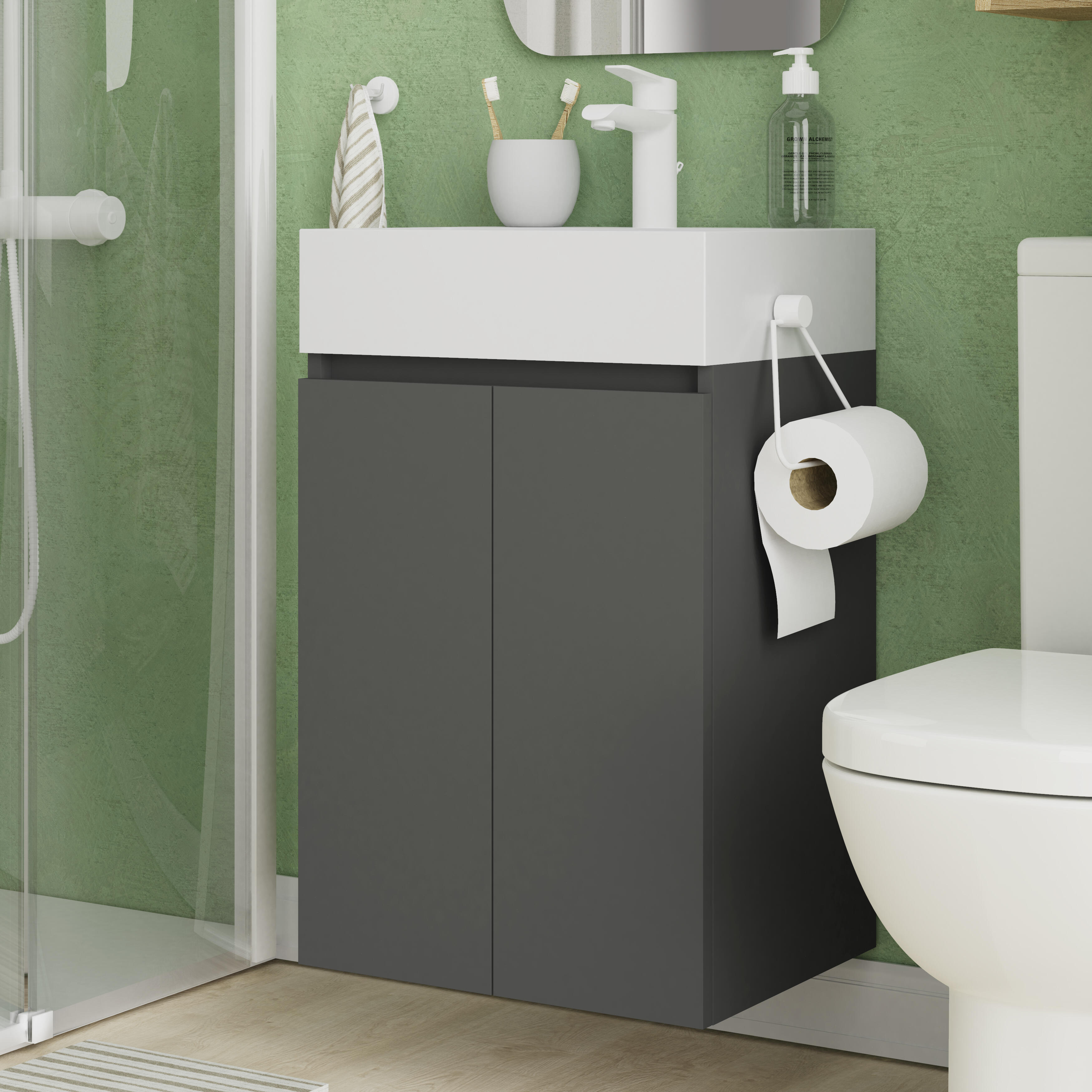 Mueble de baño con lavabo  Espacio M gris oscuro mate 45x35 cm - 5