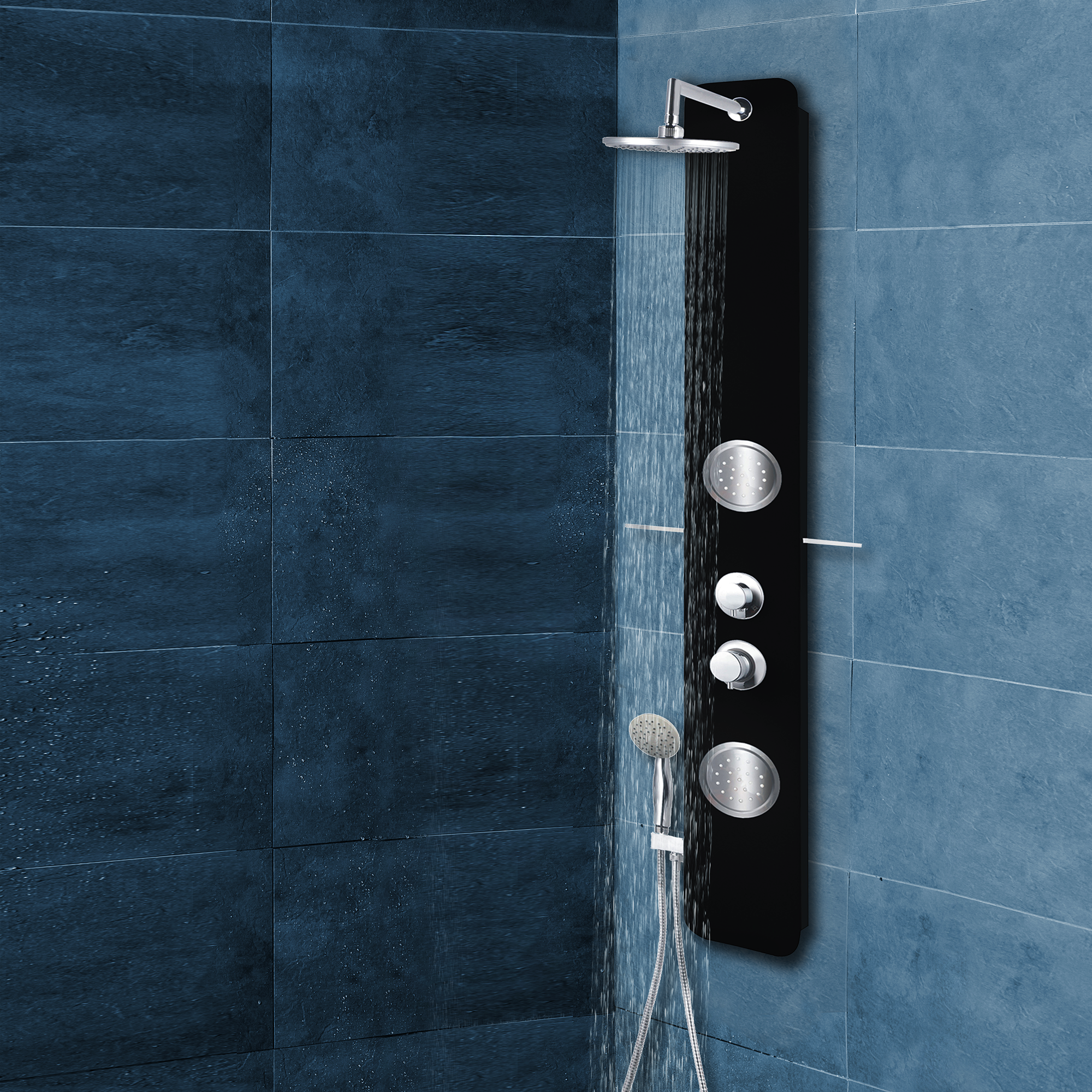 Columna de ducha hidromasaje monomando EDOUARD ROUSSEAU Midtime negro - 4